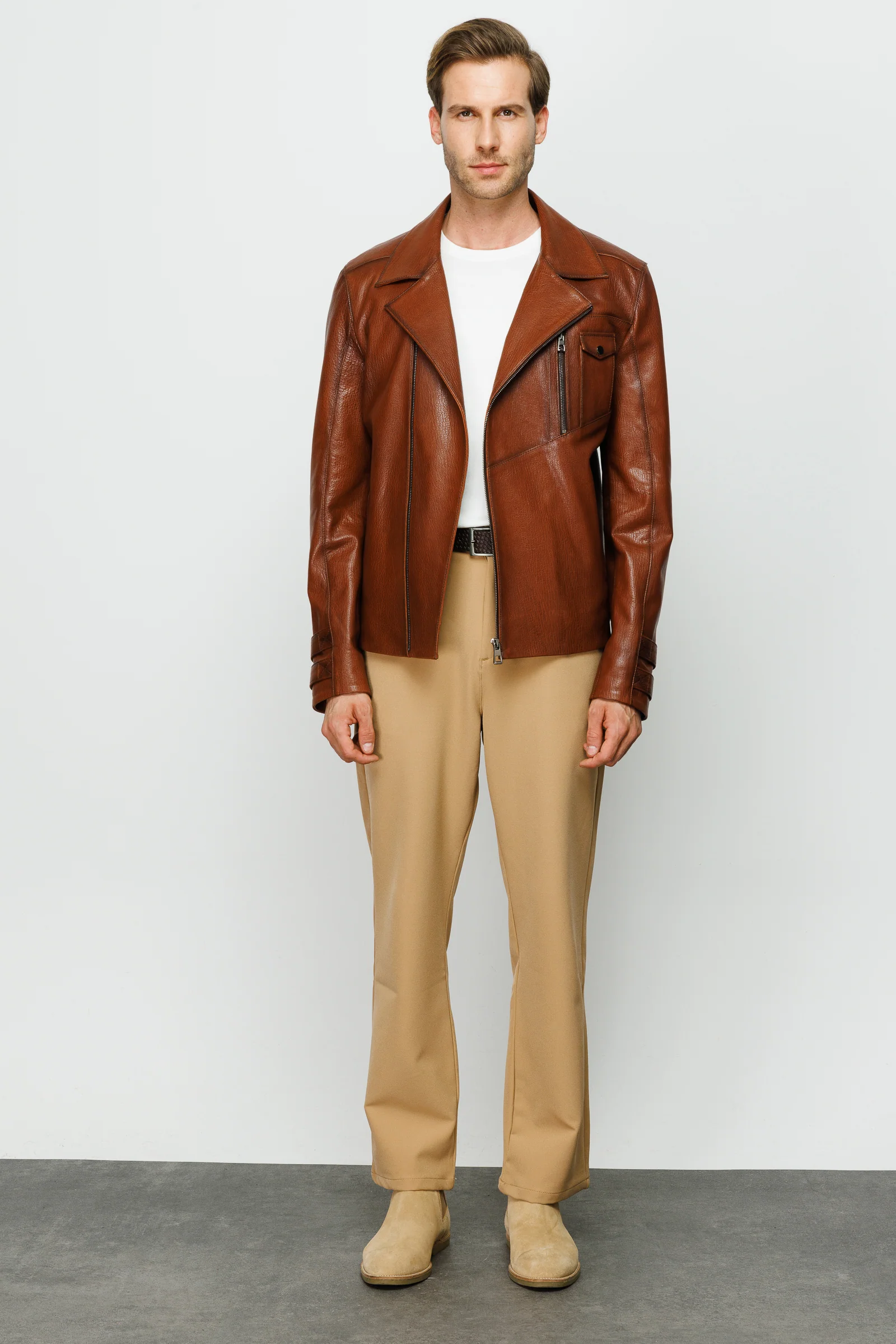 The Monola Tan Leather Men Jacket - Image 9
