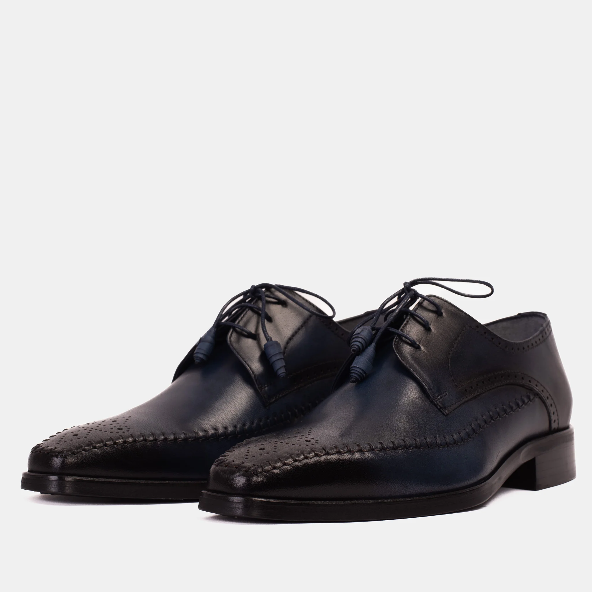 The Moon Navy Blue Leather Derby Men  Shoe - Image 2