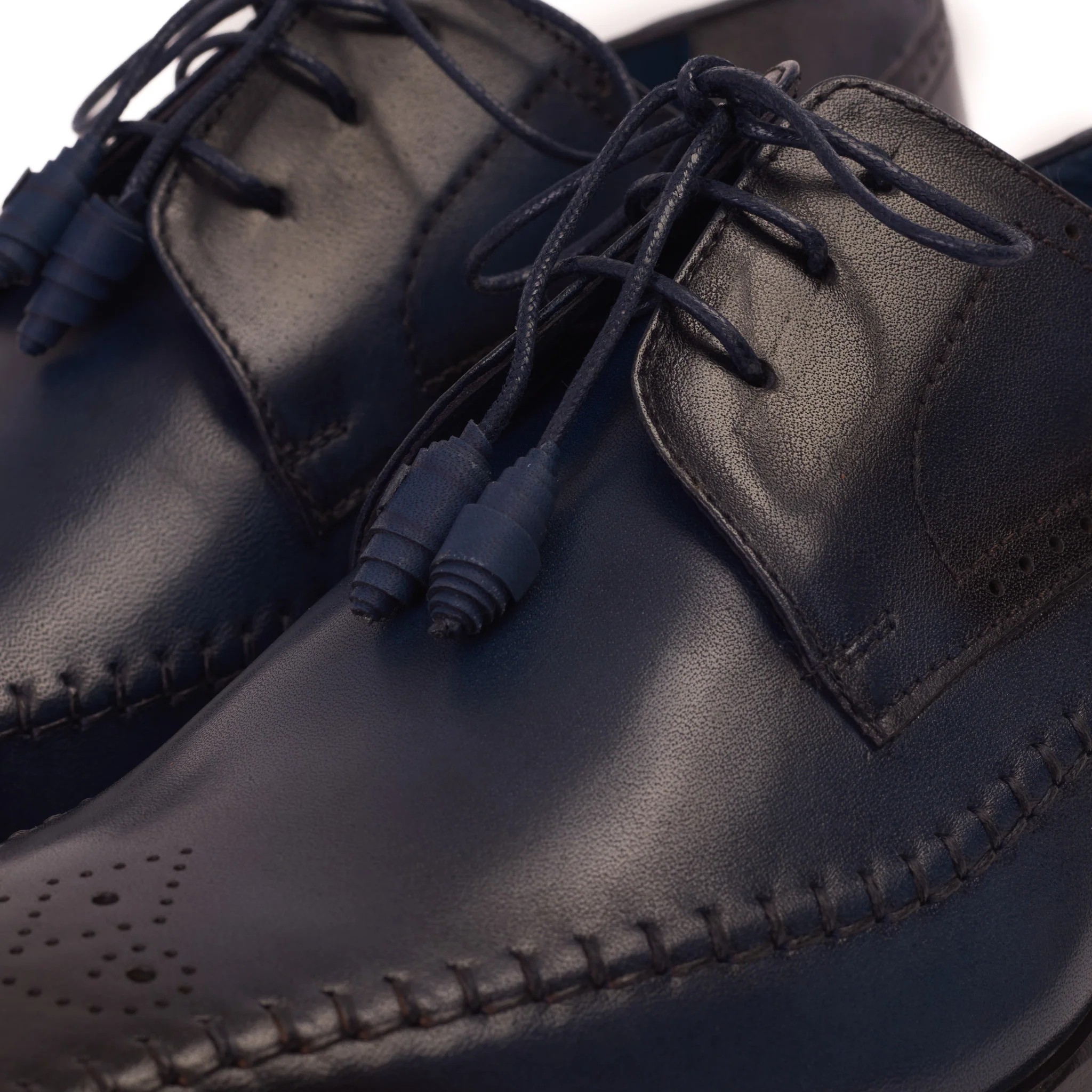 The Moon Navy Blue Leather Derby Men  Shoe - Image 3