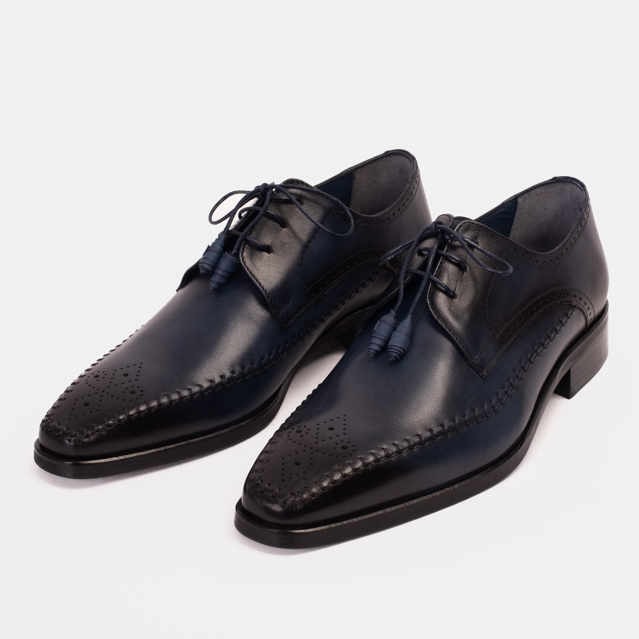 The Moon Navy Blue Leather Derby Men  Shoe - Image 4
