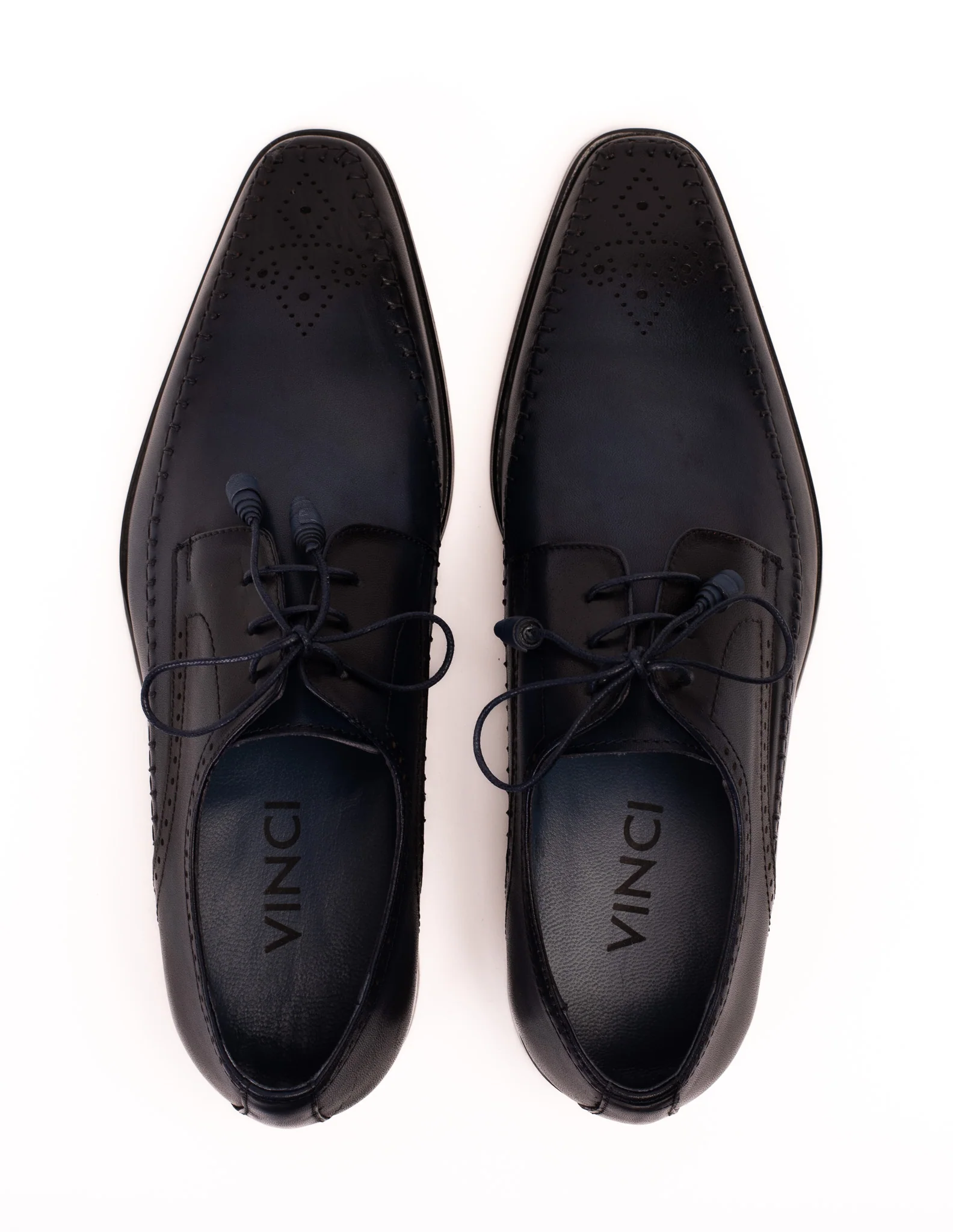 The Moon Navy Blue Leather Derby Men  Shoe - Image 6