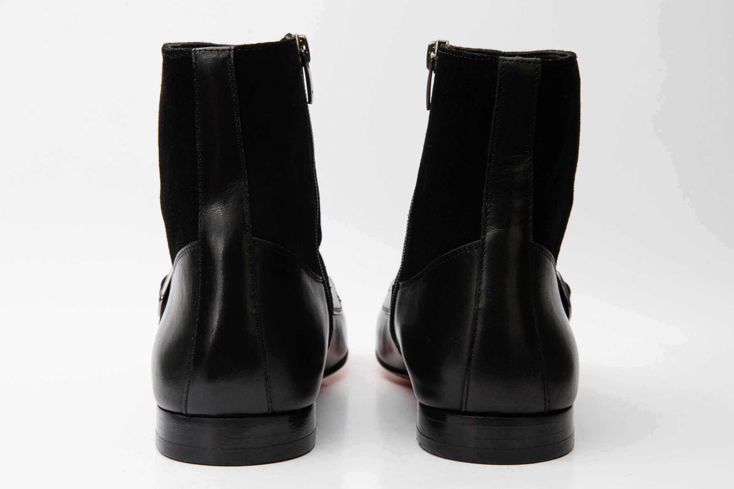Preston Black Leather & Suede Double Monk Strap Ankle Men Boot - Image 5