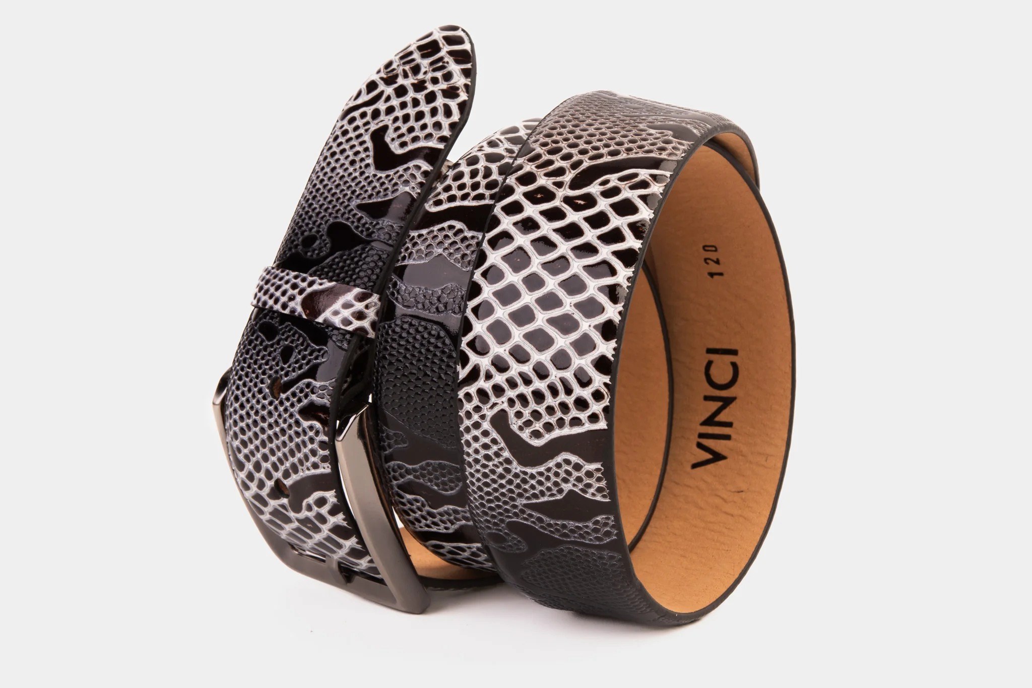 The Milano Black/White Leather Belt Limited Edition - Image 3