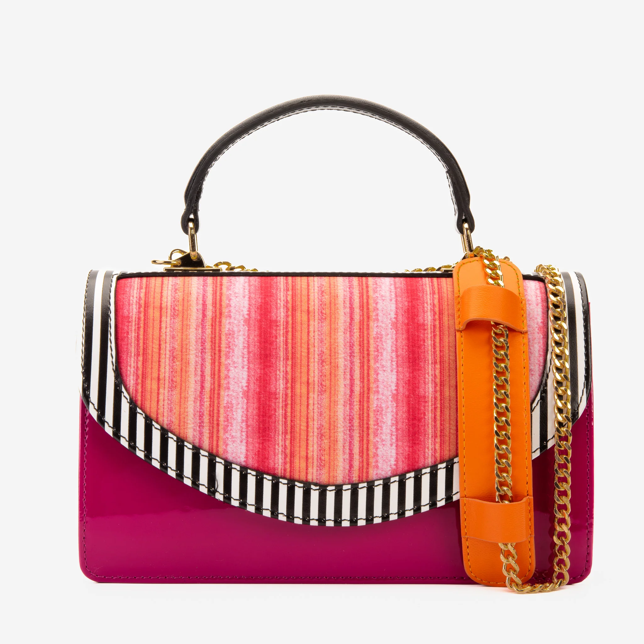 The Santa Amaro Striped Leather Handbag - Image 2