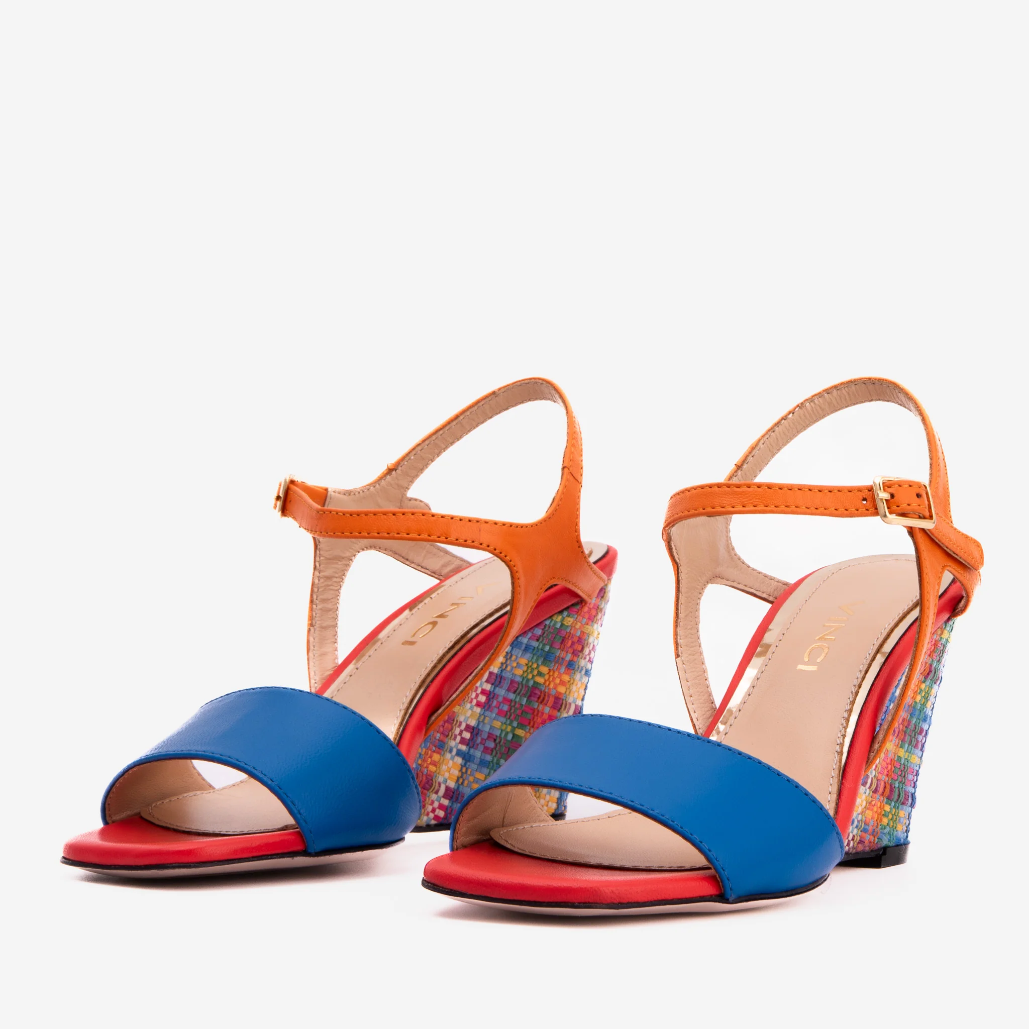 The Mosaic Multicolor Wedge Heel Leather Women Sandal - Image 3