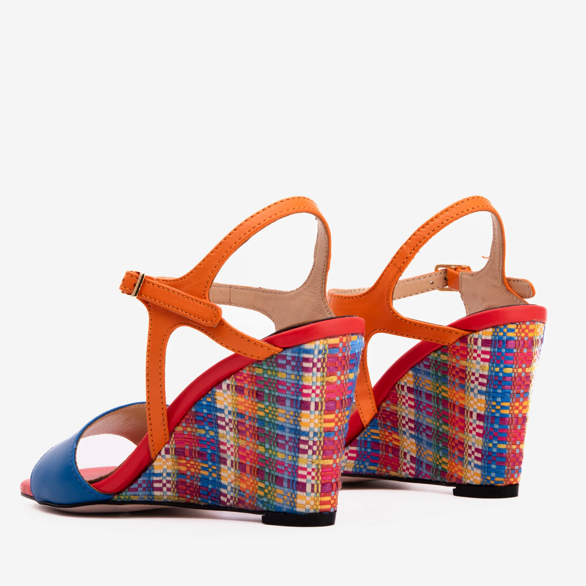 The Mosaic Multicolor Wedge Heel Leather Women Sandal - Image 4