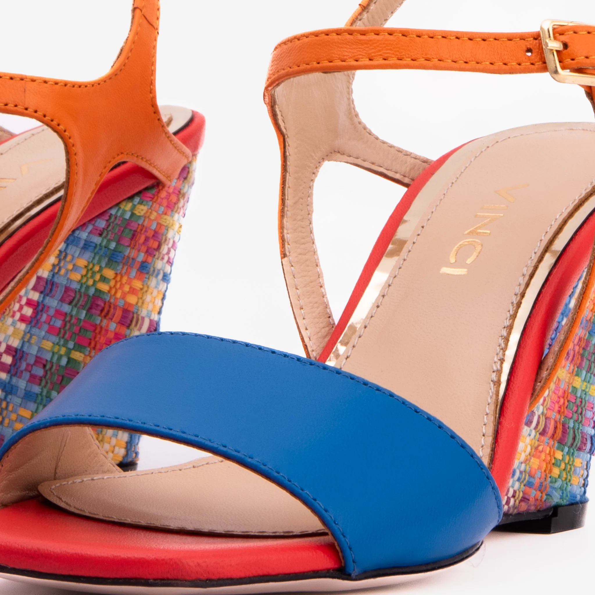 The Mosaic Multicolor Wedge Heel Leather Women Sandal - Image 5