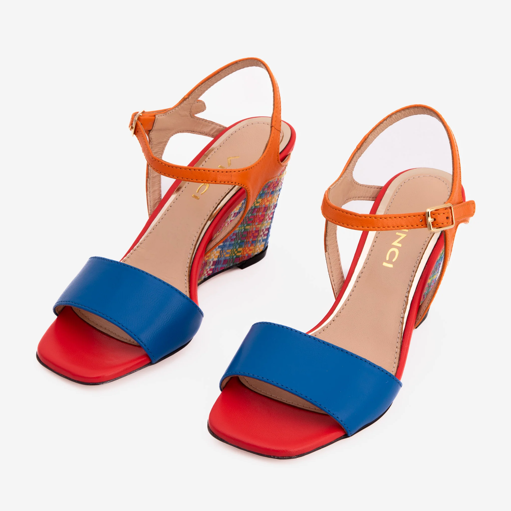 The Mosaic Multicolor Wedge Heel Leather Women Sandal - Image 6