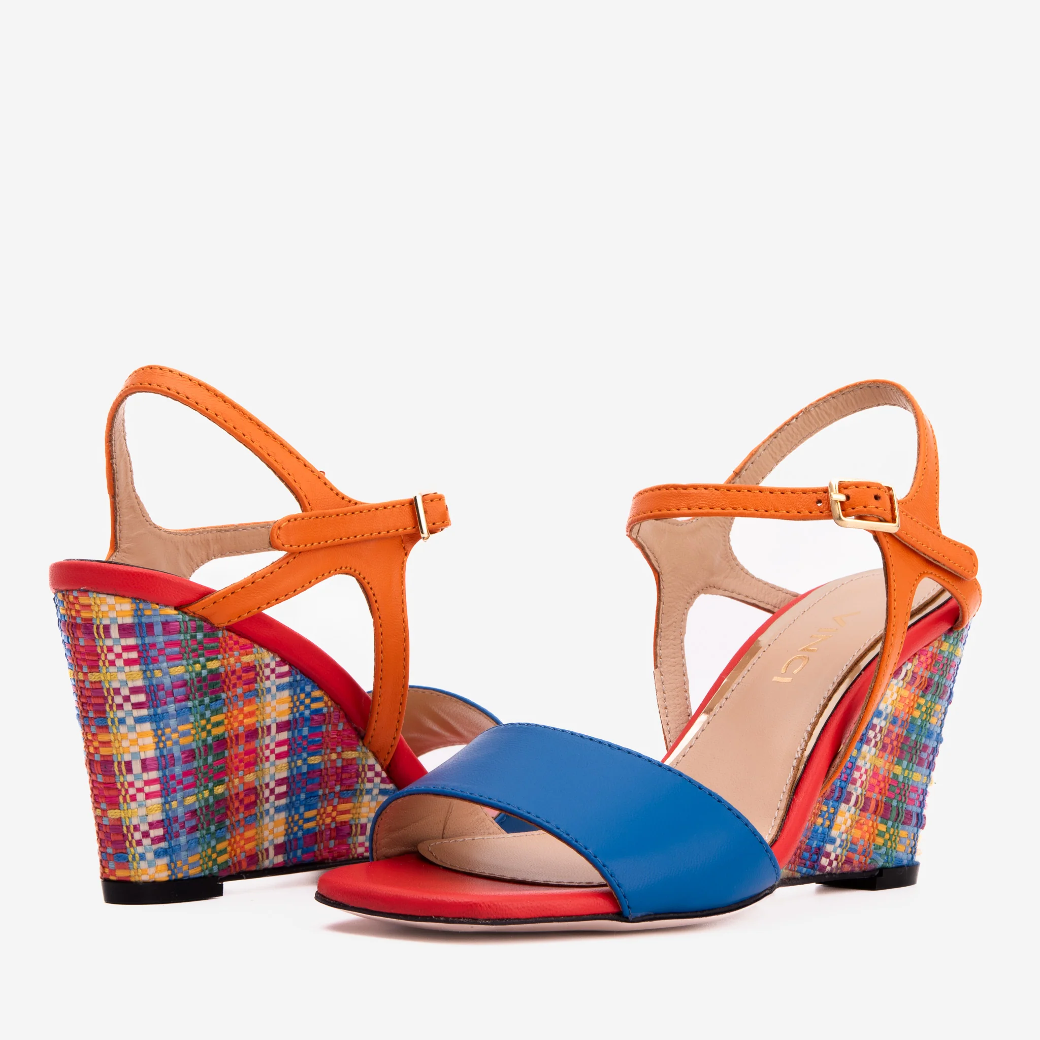 The Mosaic Multicolor Wedge Heel Leather Women Sandal - Image 7