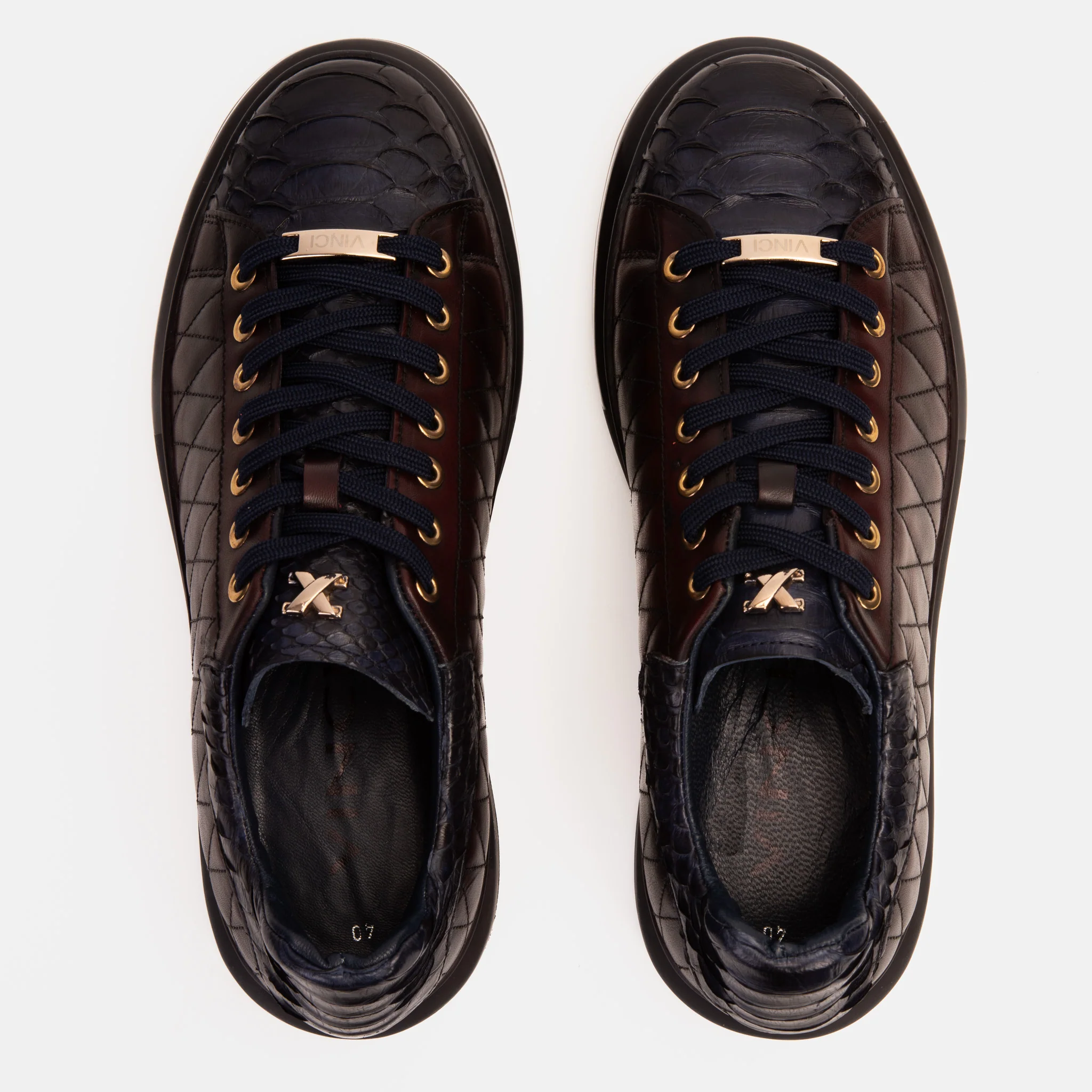 The Adler Navy Blue & Burgundy Snk Leather Men Sneaker Limited Edition - Image 10
