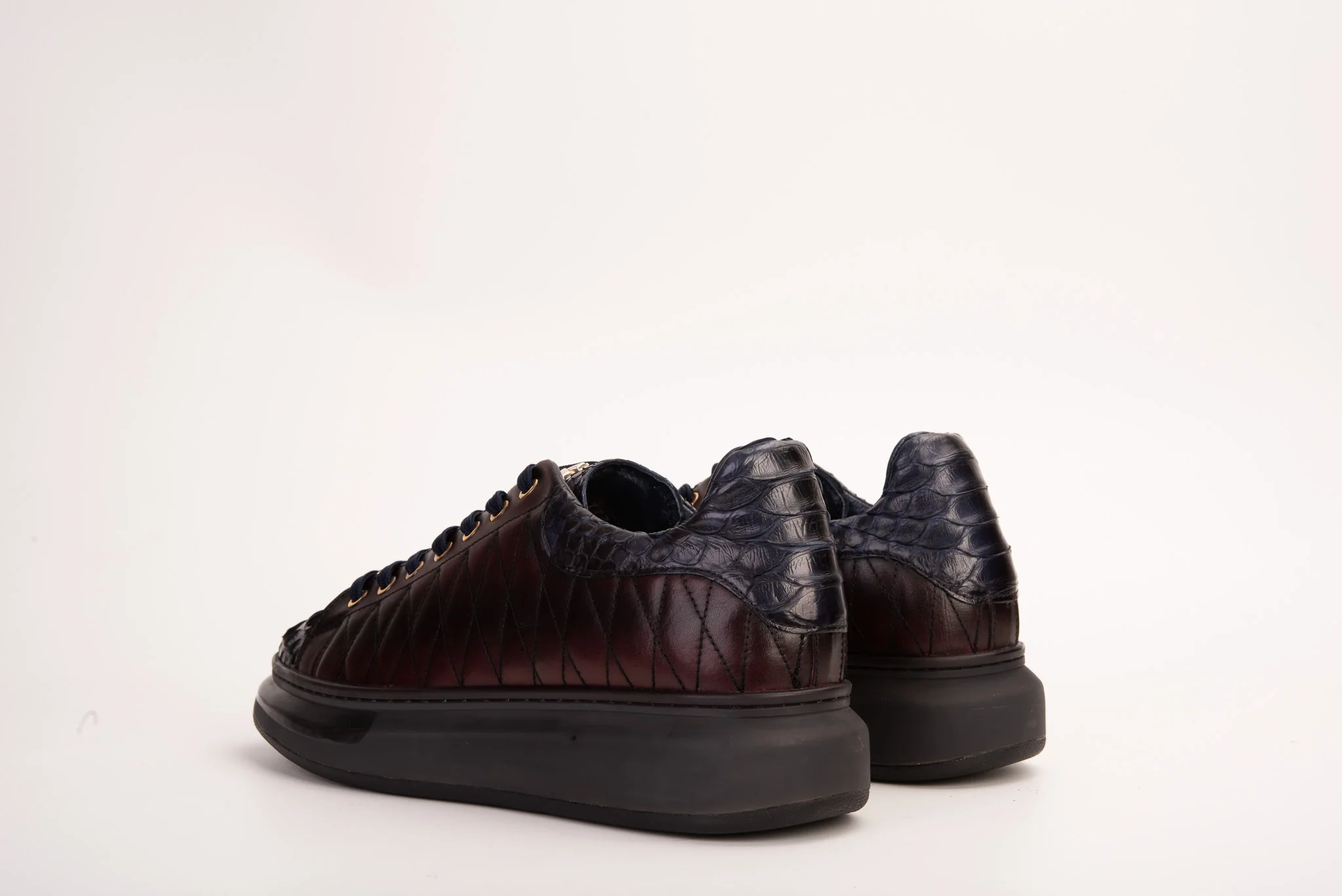 The Adler Navy Blue & Burgundy Snk Leather Men Sneaker Limited Edition - Image 5