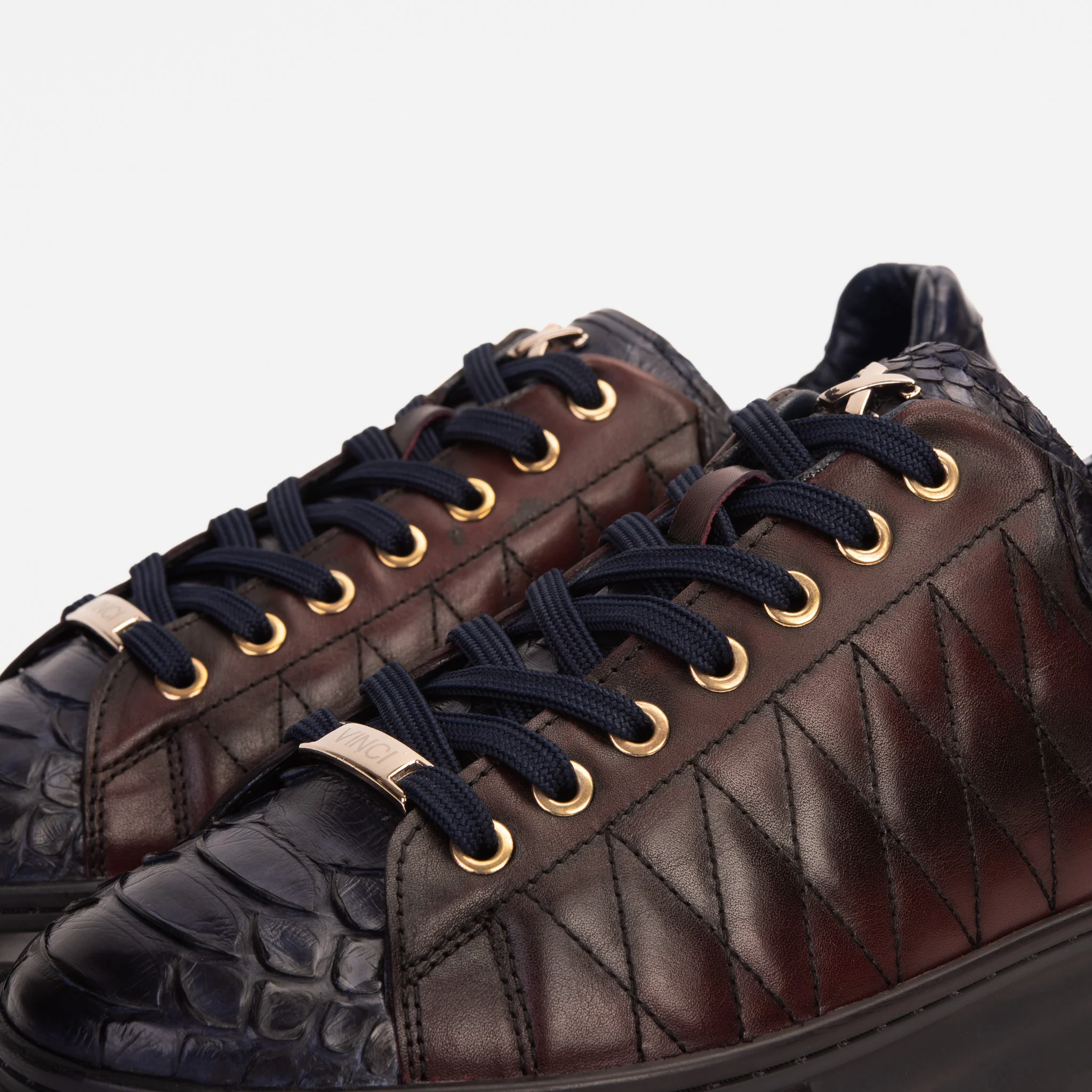 The Adler Navy Blue & Burgundy Snk Leather Men Sneaker Limited Edition - Image 8