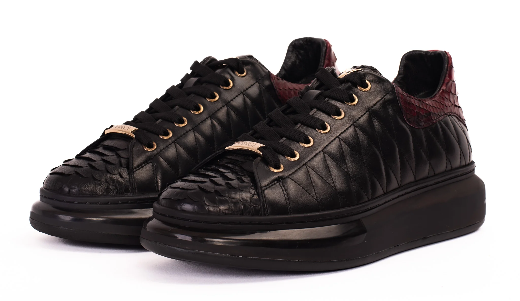 The Adler Pyht Snk Skin Black & Burgundy Men Sneaker - Image 2