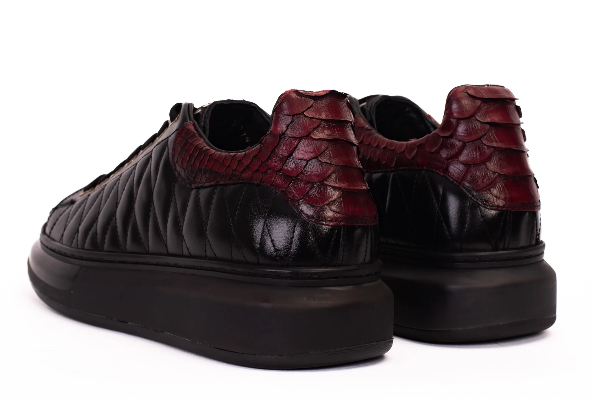The Adler Pyht Snk Skin Black & Burgundy Men Sneaker - Image 4