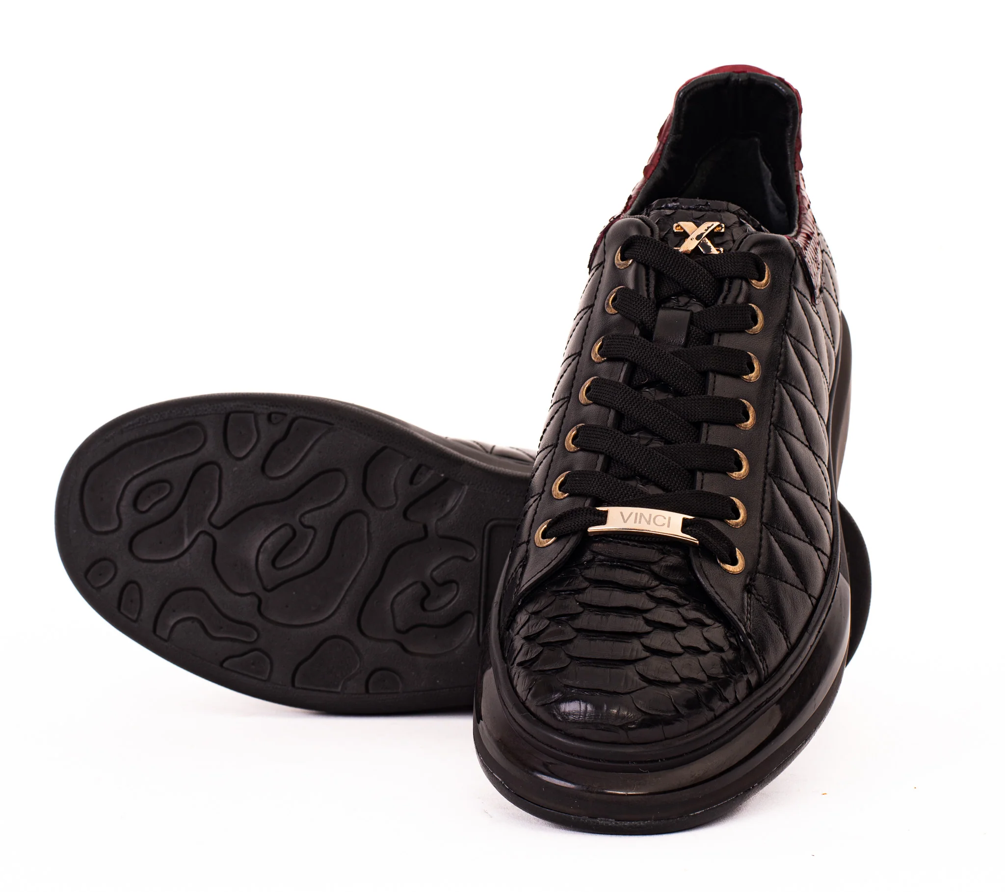 The Adler Pyht Snk Skin Black & Burgundy Men Sneaker - Image 5