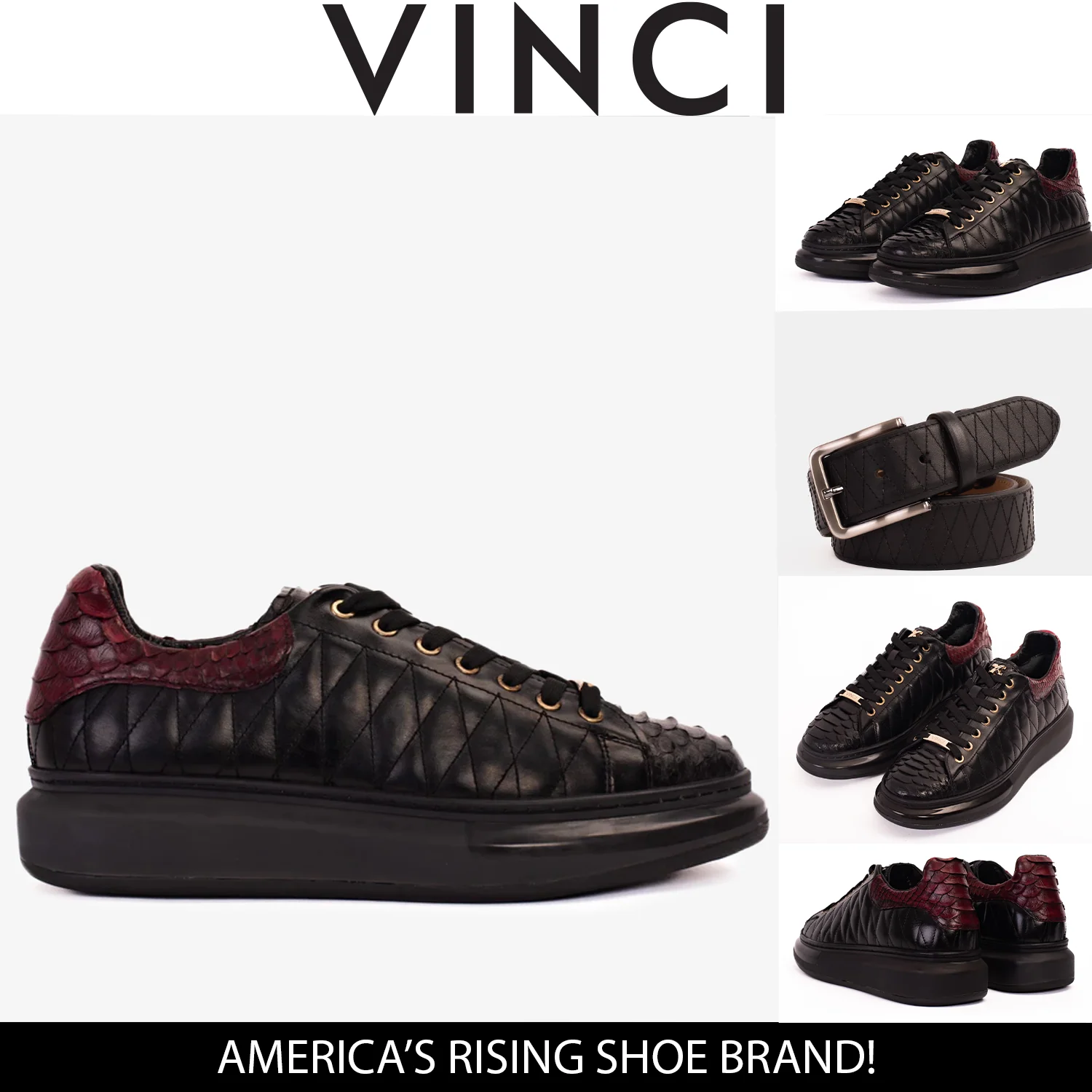 The Adler Pyht Snk Skin Black & Burgundy Men Sneaker - Image 7