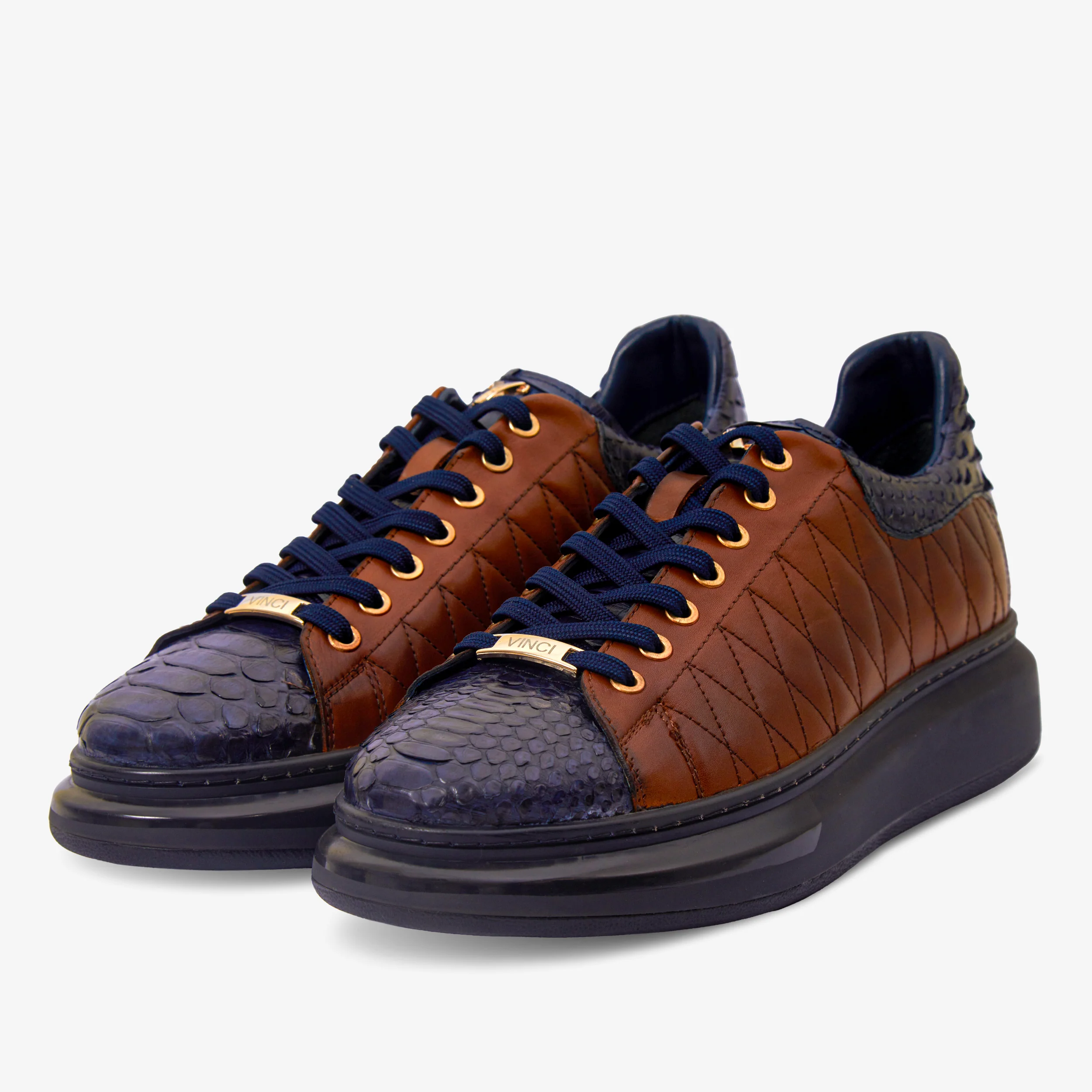 The Adler Pyht  Snk Skin Tan & Navy Men Sneaker - Image 2