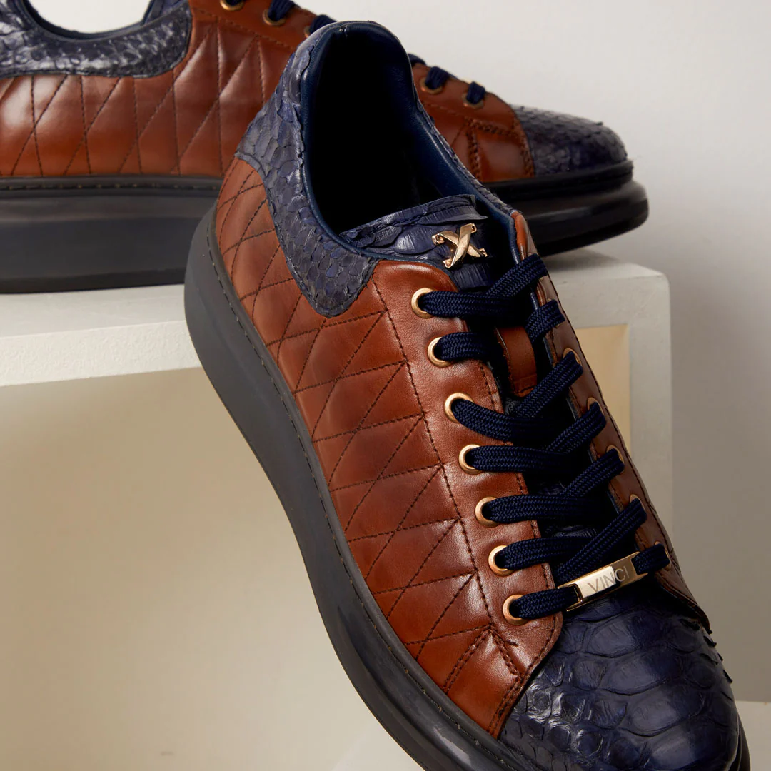 The Adler Pyht  Snk Skin Tan & Navy Men Sneaker - Image 6