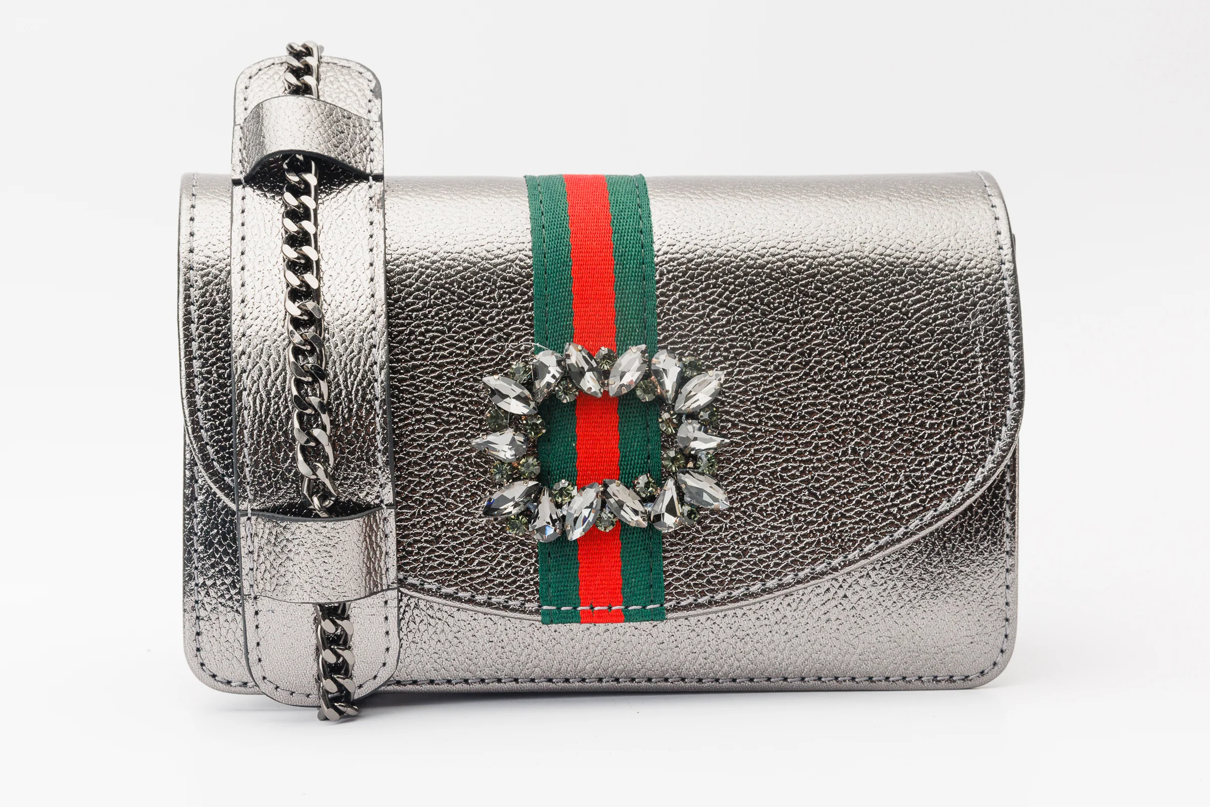 The Afega Silver Leather Handbag - Image 2
