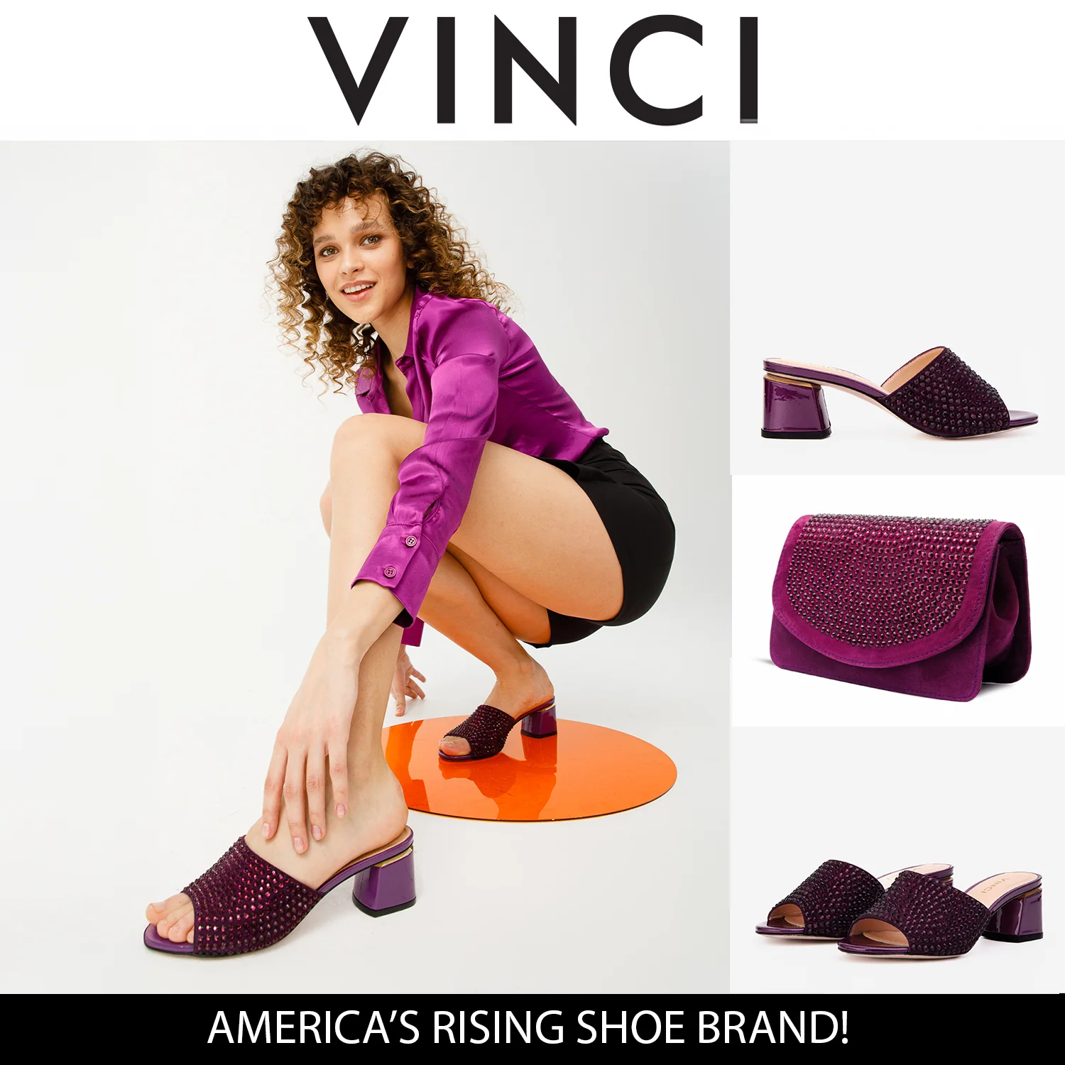 The Ailano Purple Glitter Leather Women Sandal