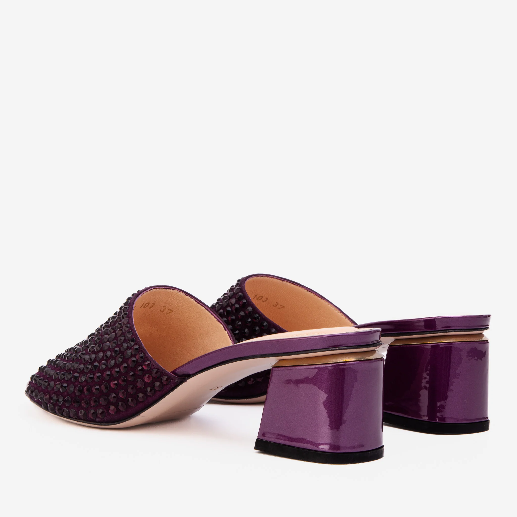 The Ailano Purple Glitter Leather Women Sandal - Image 4
