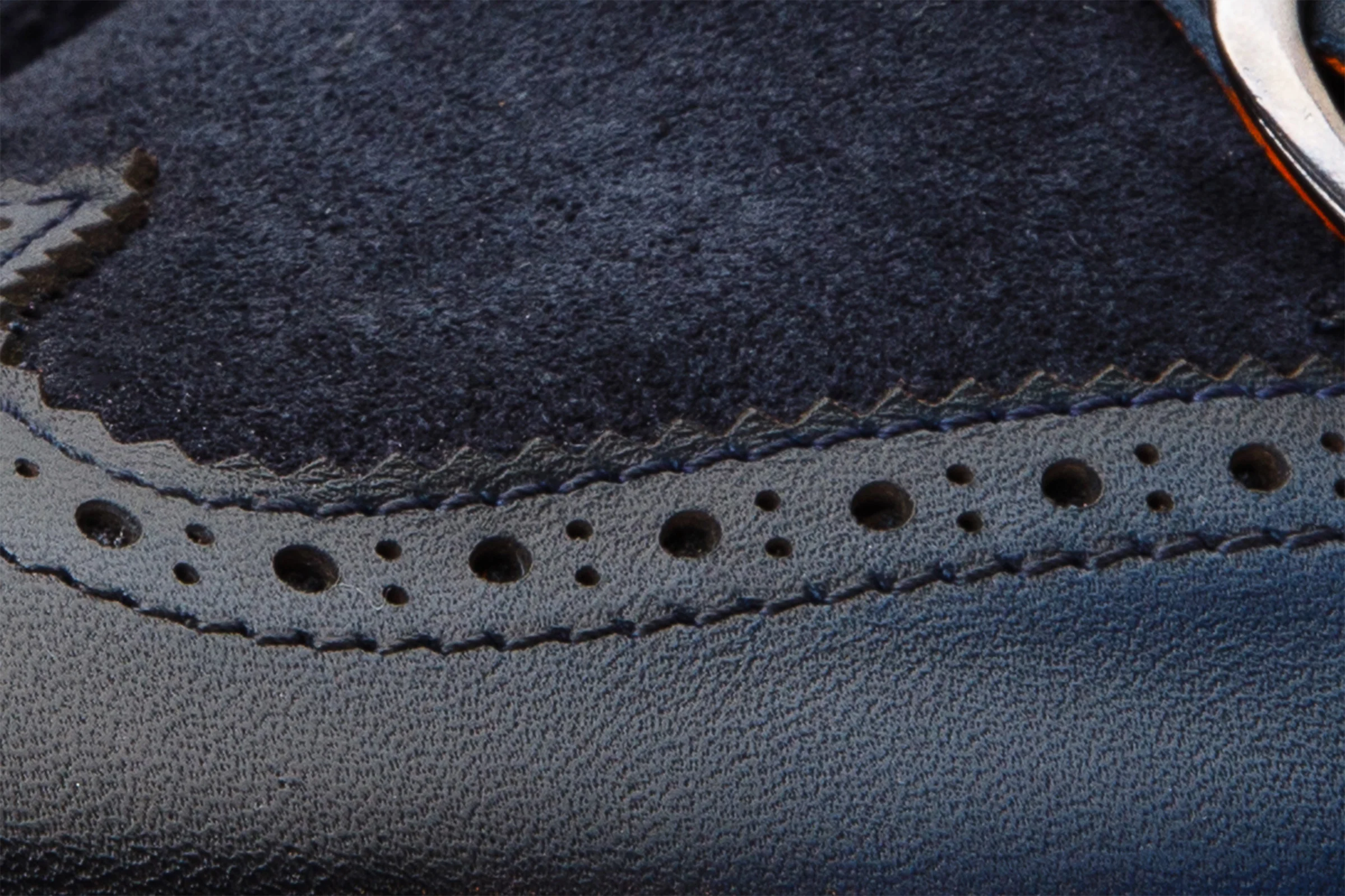 The Albus Navy Blue Leather & Suede Double Strap Monk Brogue Men Boot - Image 3