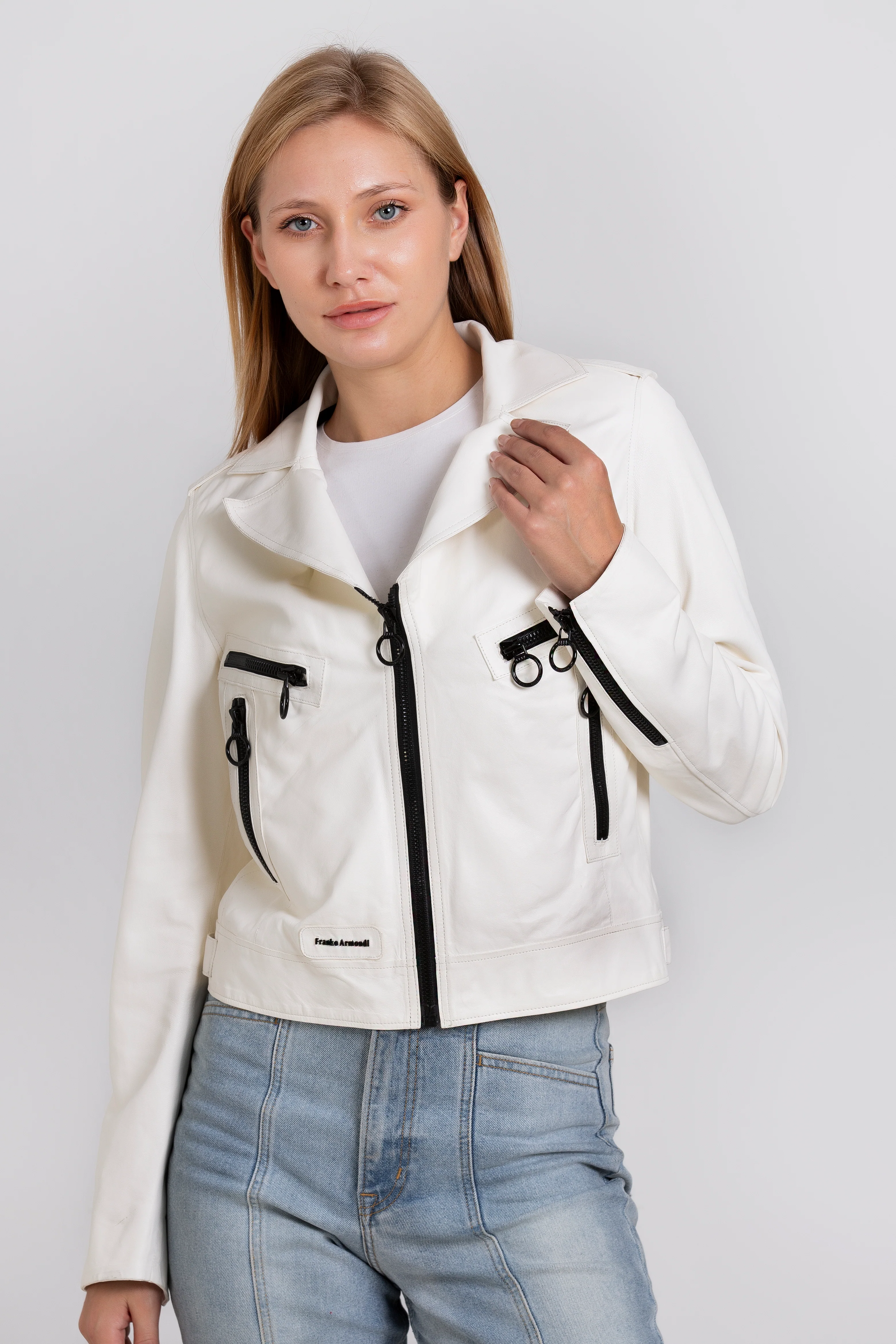 The Altona Leather White Women Jacket - Image 2