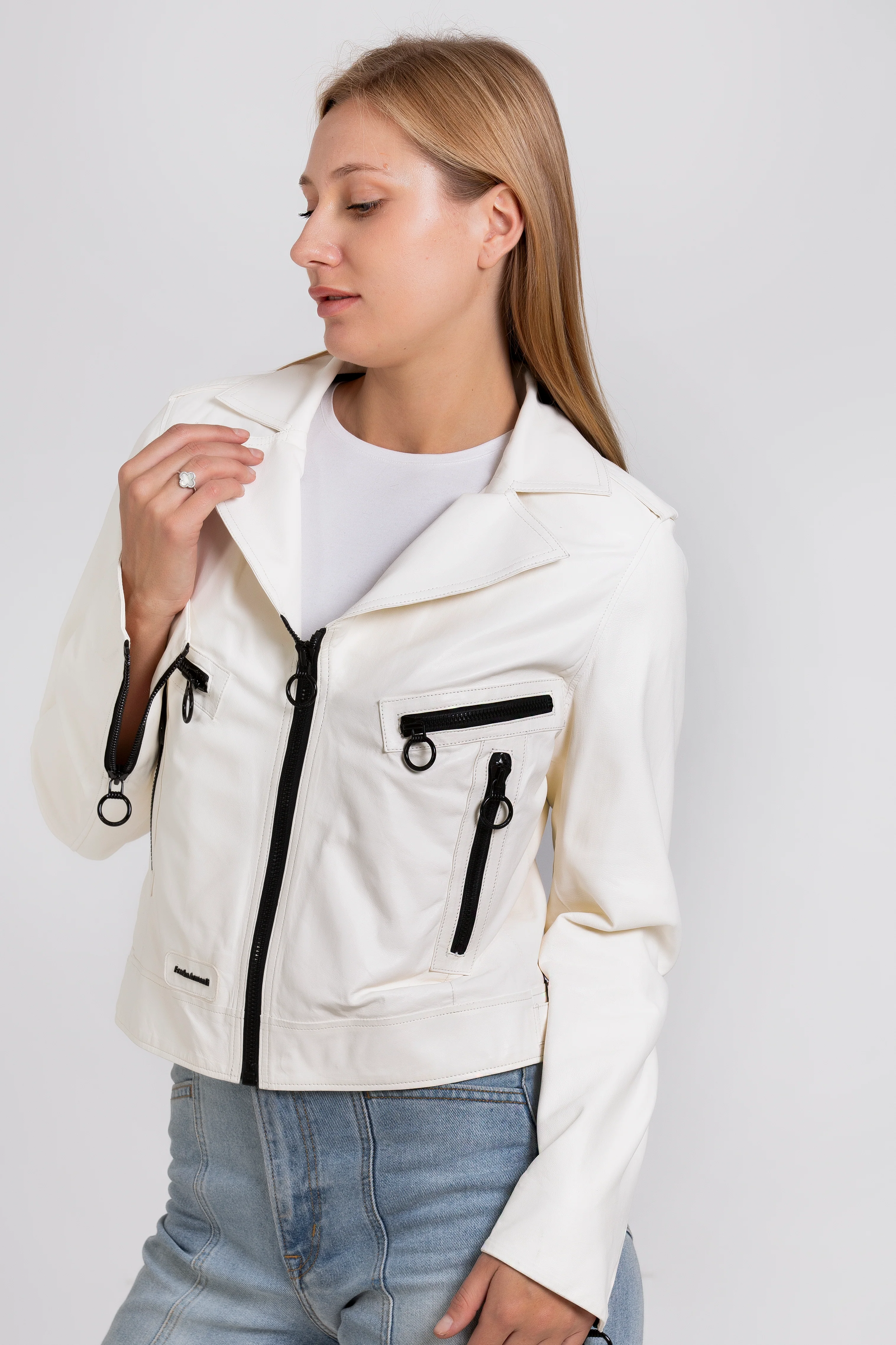 The Altona Leather White Women Jacket - Image 3