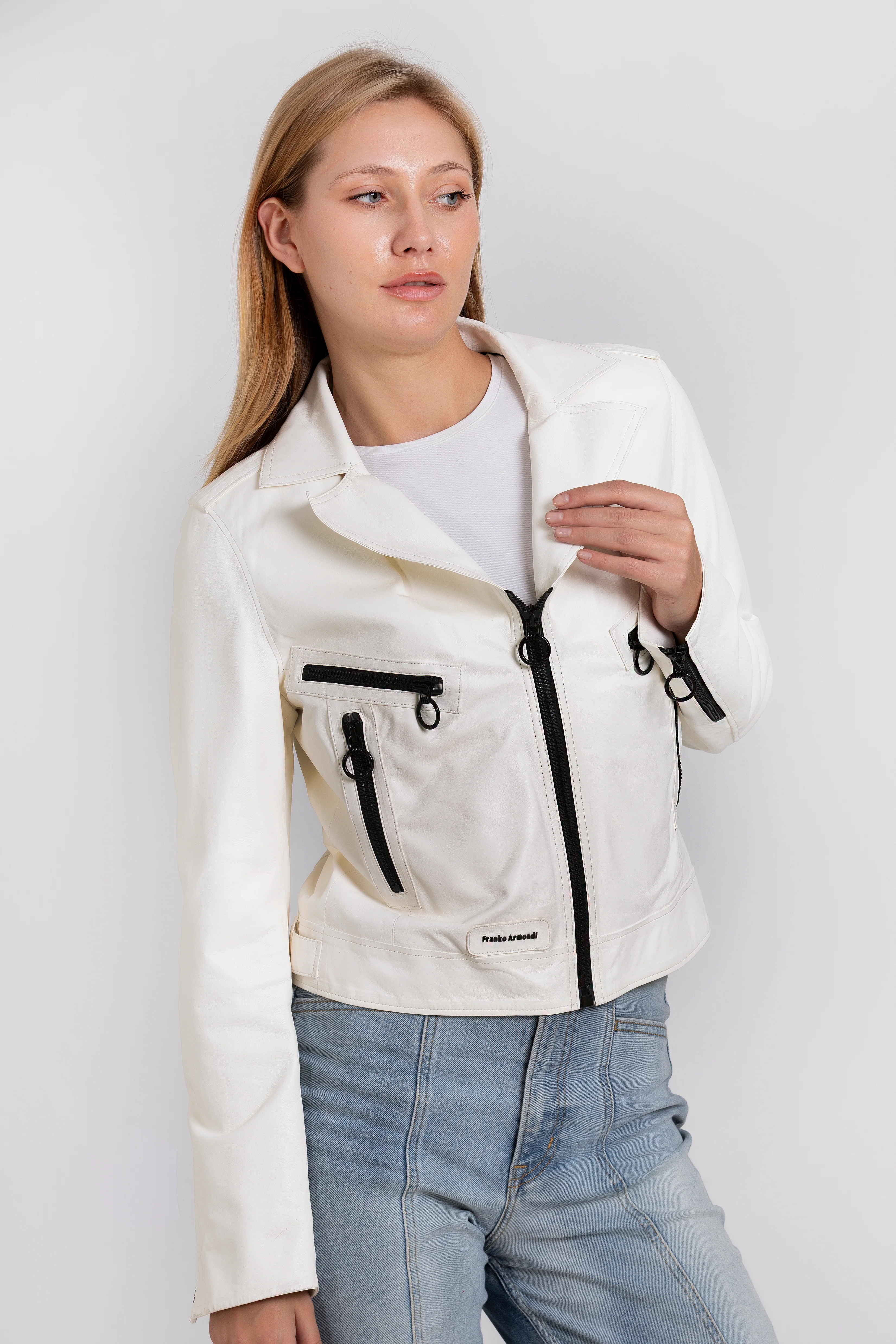 The Altona Leather White Women Jacket - Image 4