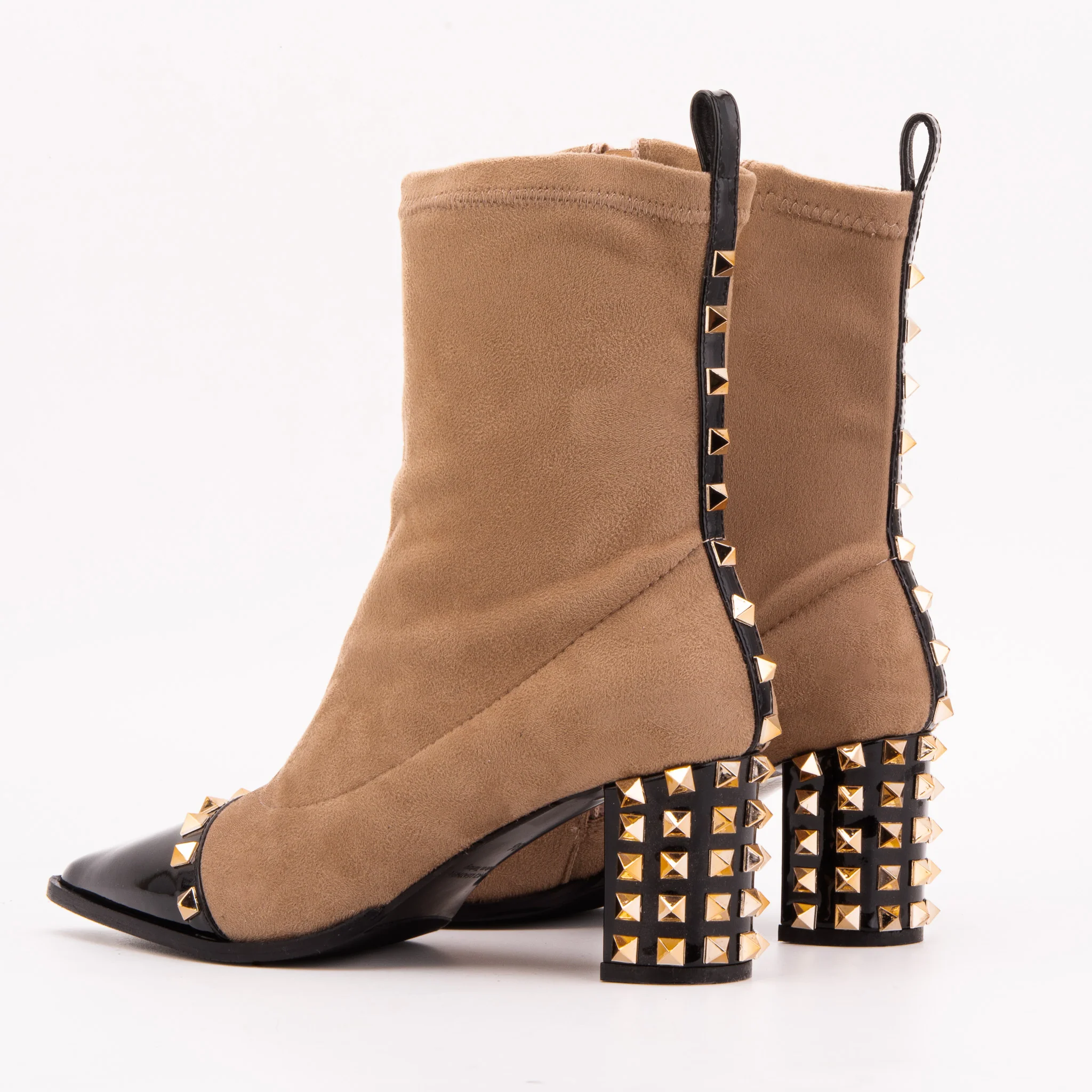 The Amethyst Studded Beige & Black Suede Leather Women’s Boot - Image 4
