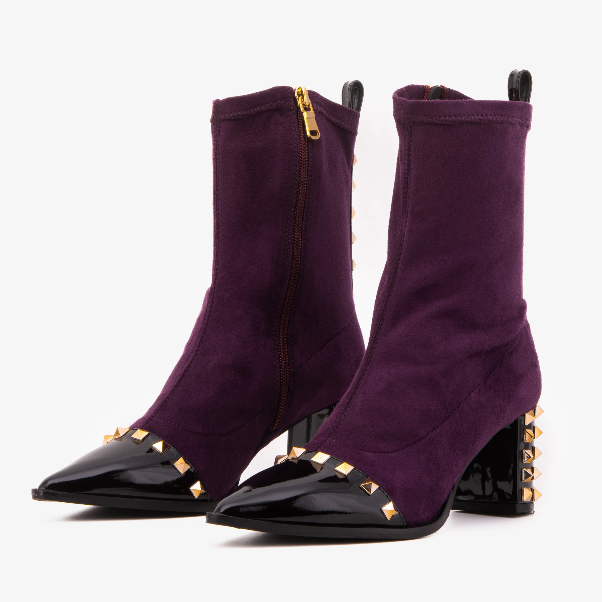 The Amethyst Studded Deep Purple Suede Leather Women’s Boot - Image 2