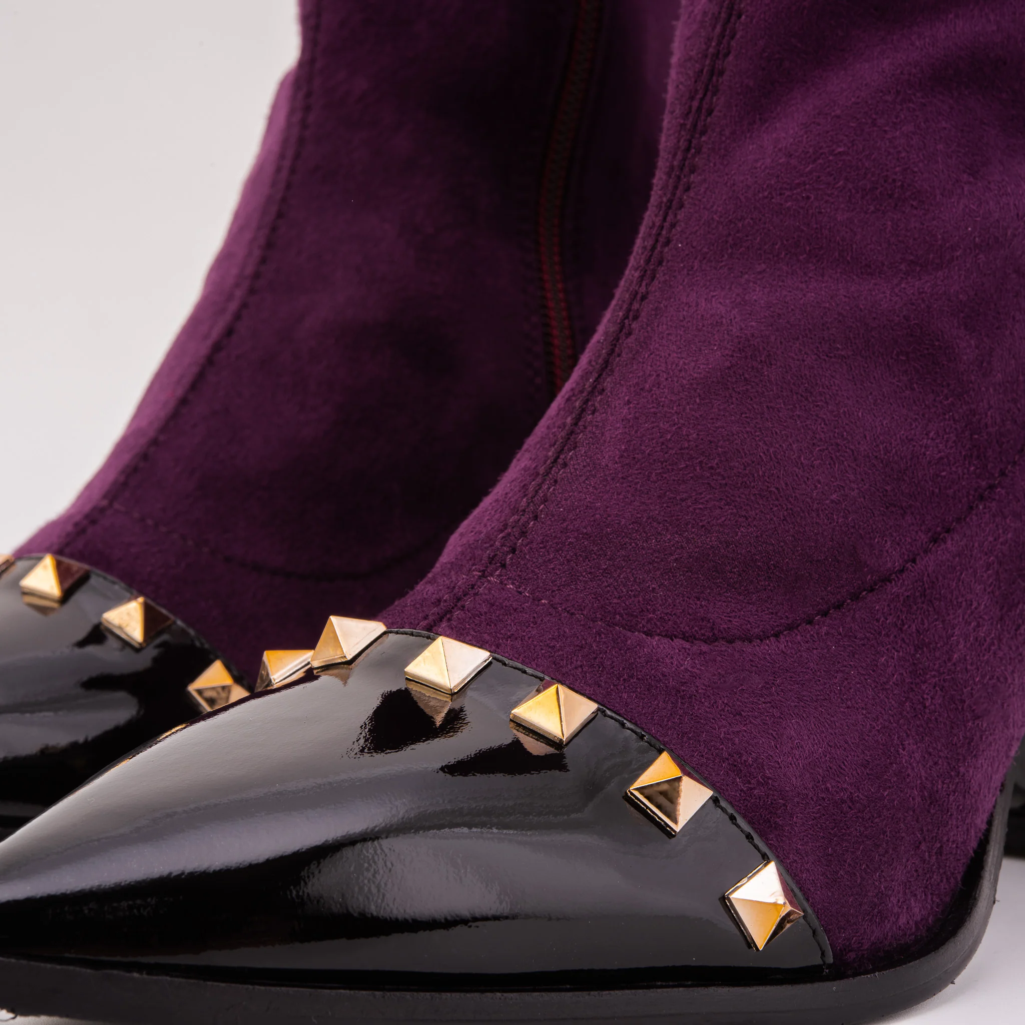 The Amethyst Studded Deep Purple Suede Leather Women’s Boot - Image 3