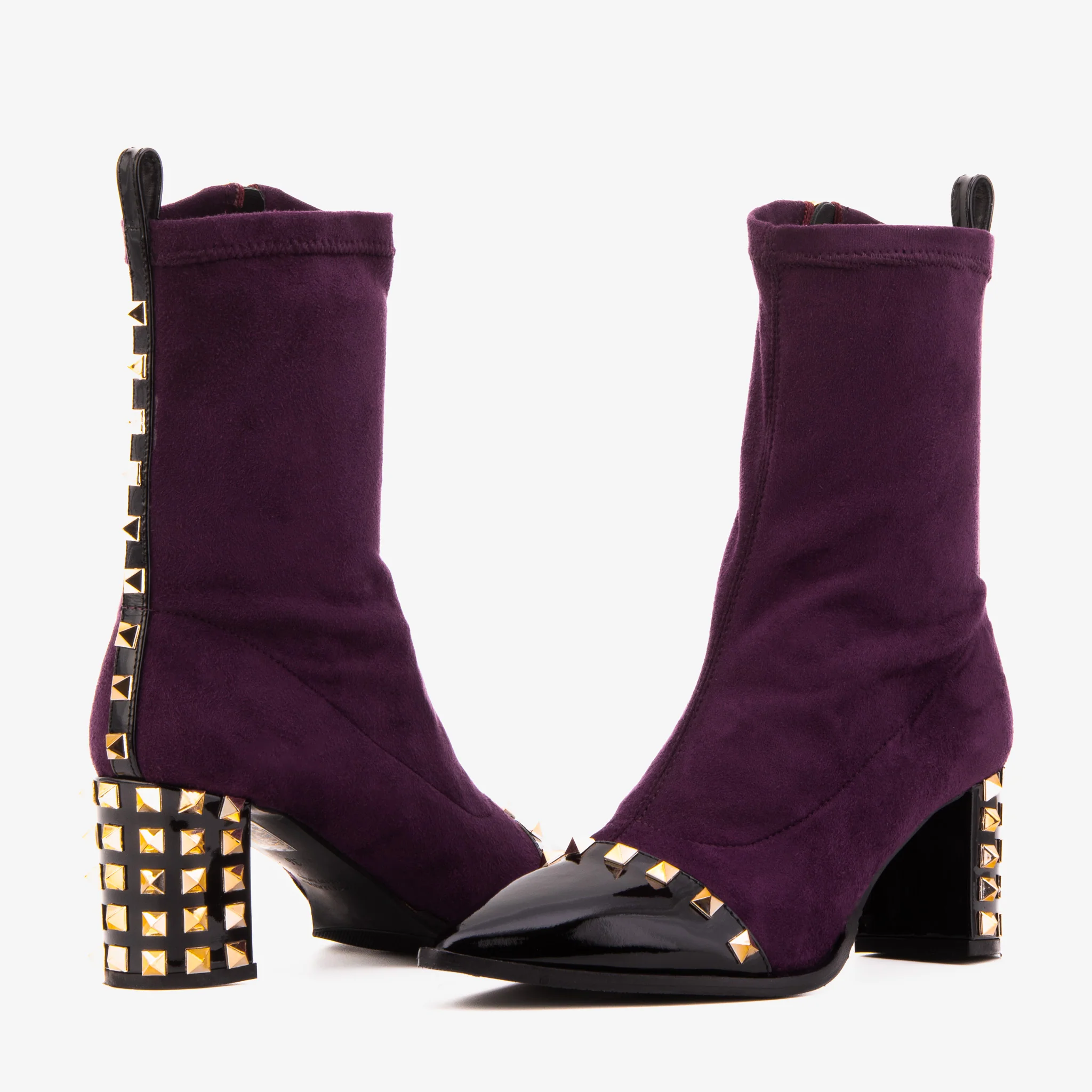The Amethyst Studded Deep Purple Suede Leather Women’s Boot - Image 6