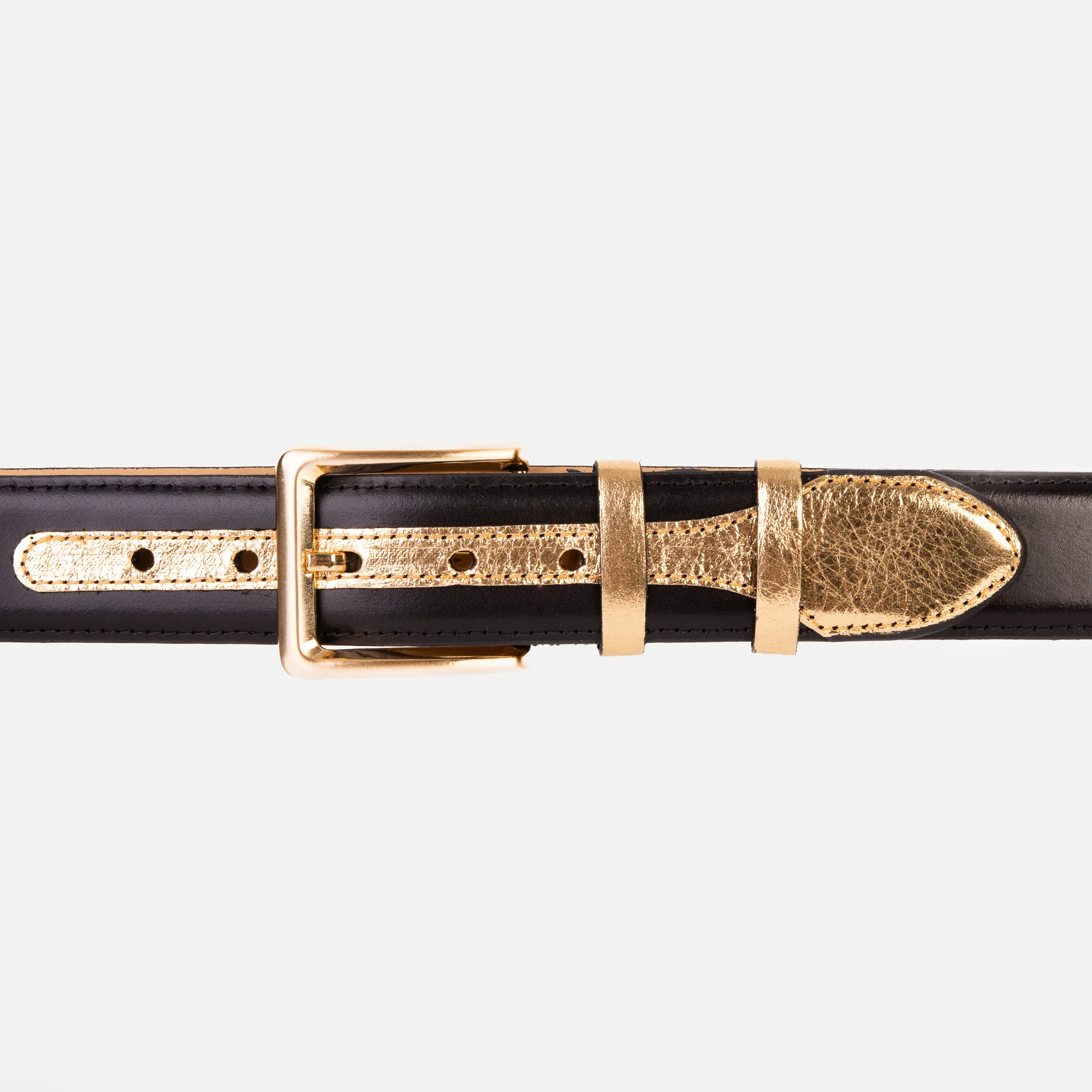 The Arda Black & Gold Leather Belt - Image 2