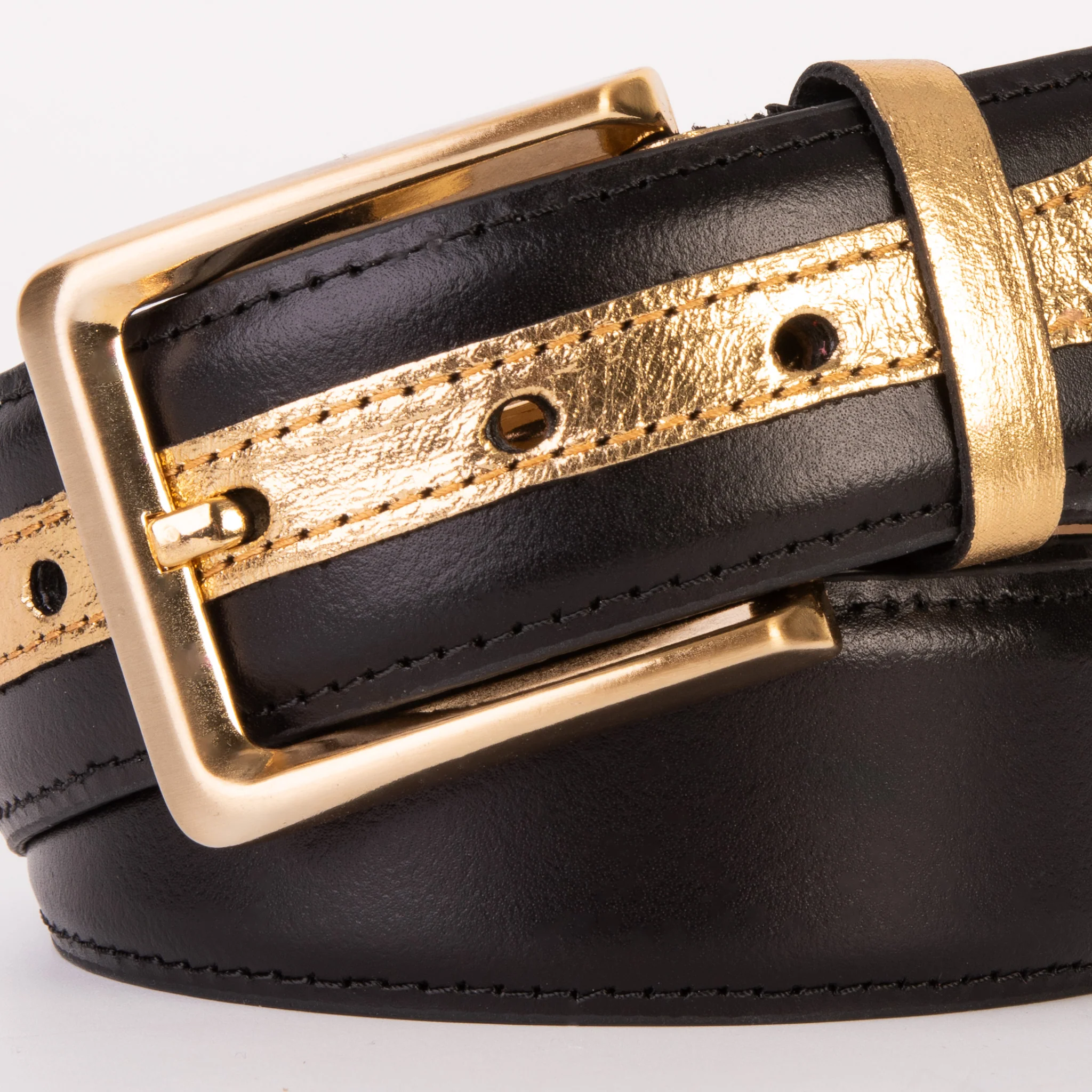 The Arda Black & Gold Leather Belt - Image 3