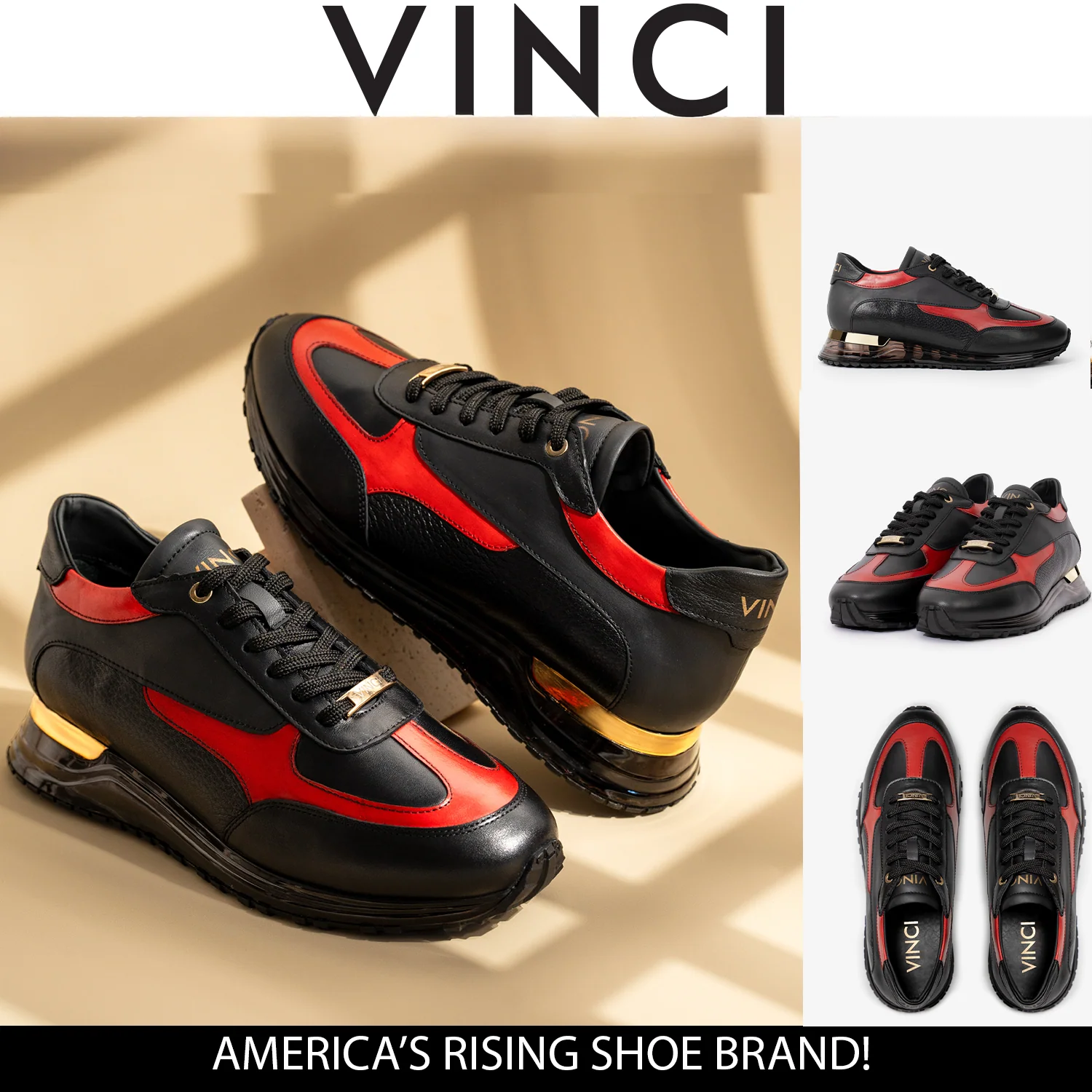 The Arda Black & Red Leather Men Sneaker - Image 7