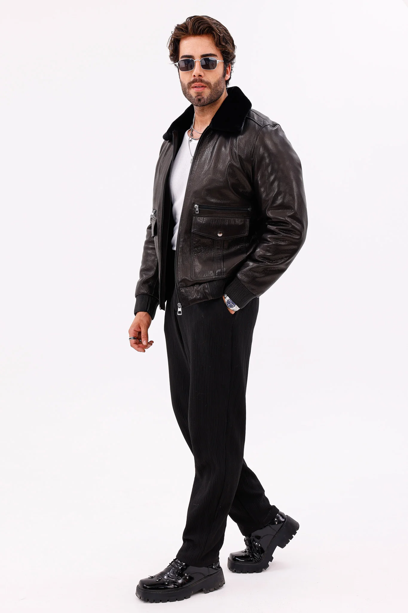 The Ardent Black Lambskin Men Leather Jacket - Image 6