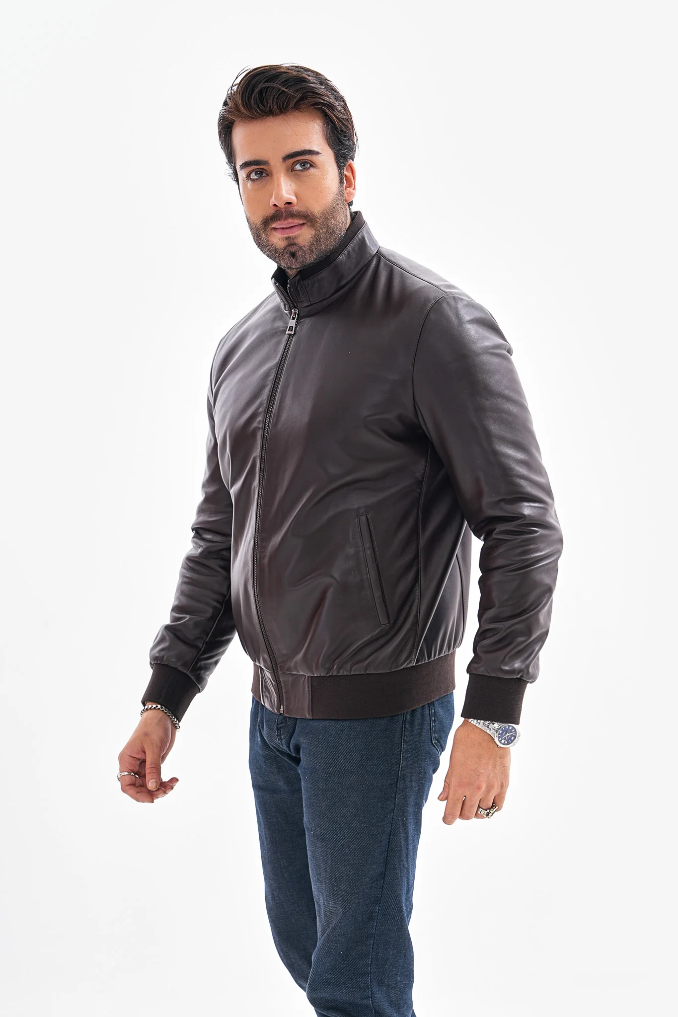 The Ardent Dark Brown Lambskin Men Leather Jacket - Image 4