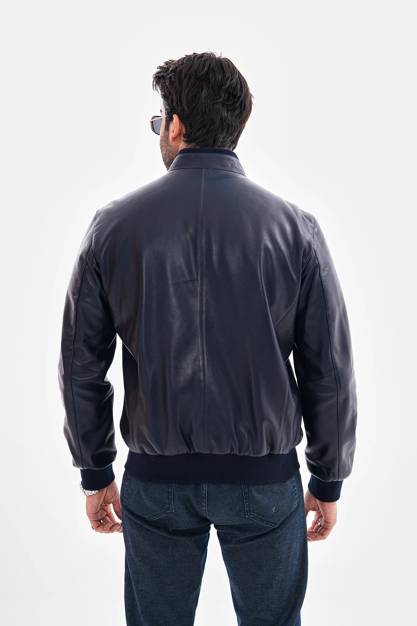 The Ardent Lambskin Men Leather Jacket – Navy Blue - Image 3