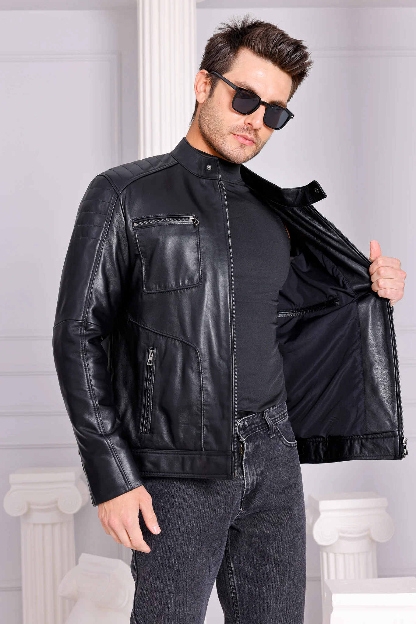 The Argento Black Leather Jacket - Image 2