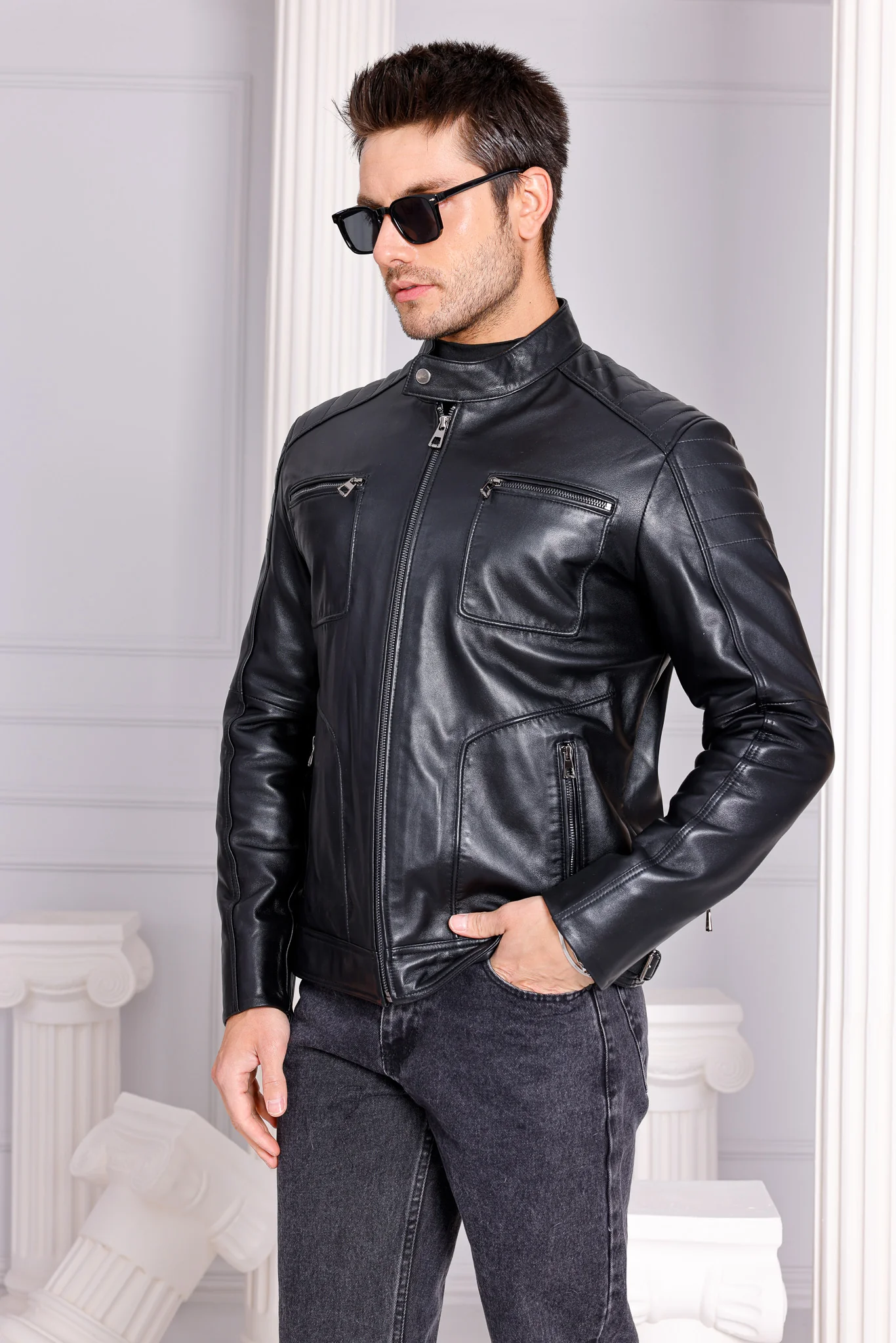 The Argento Black Leather Jacket - Image 6