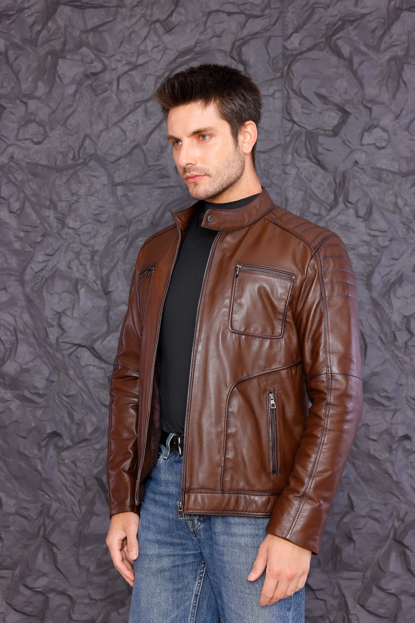 The Argento Brown Leather Jacket - Image 7