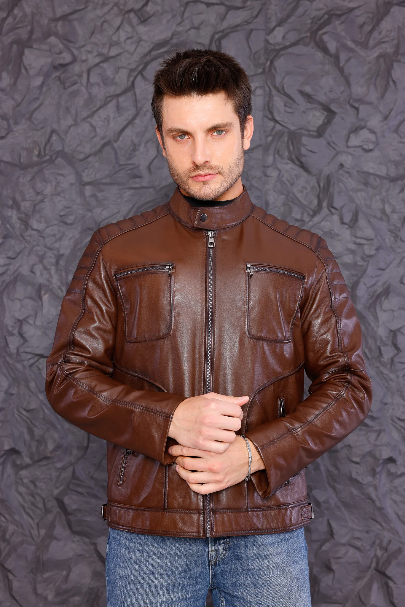 The Argento Brown Leather Jacket - Image 8
