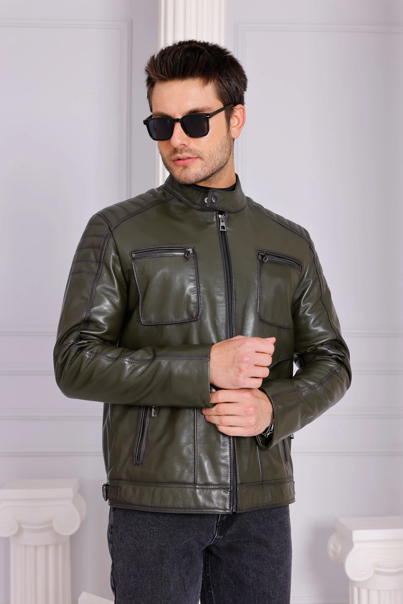 The Argento Green Leather Jacket - Image 5