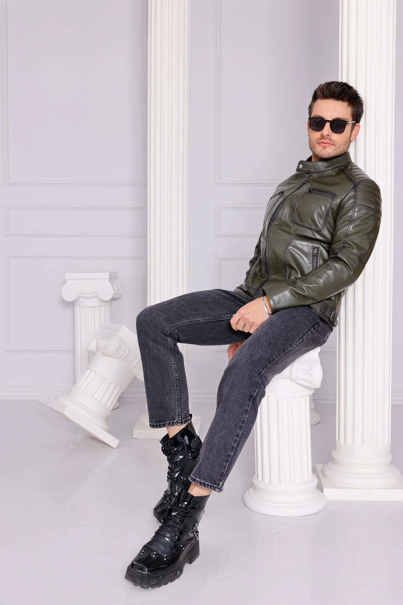 The Argento Green Leather Jacket - Image 6