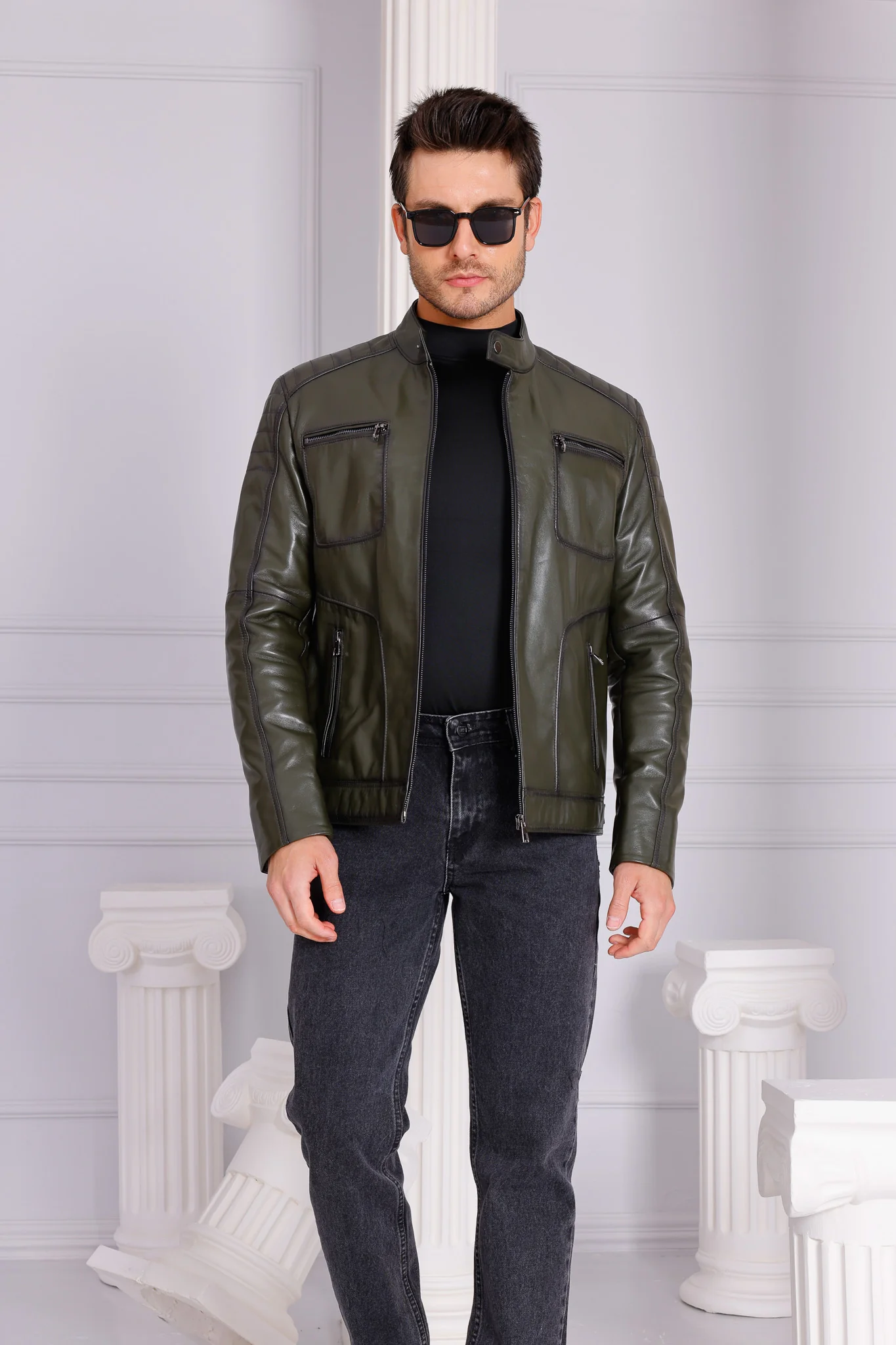 The Argento Green Leather Jacket - Image 7