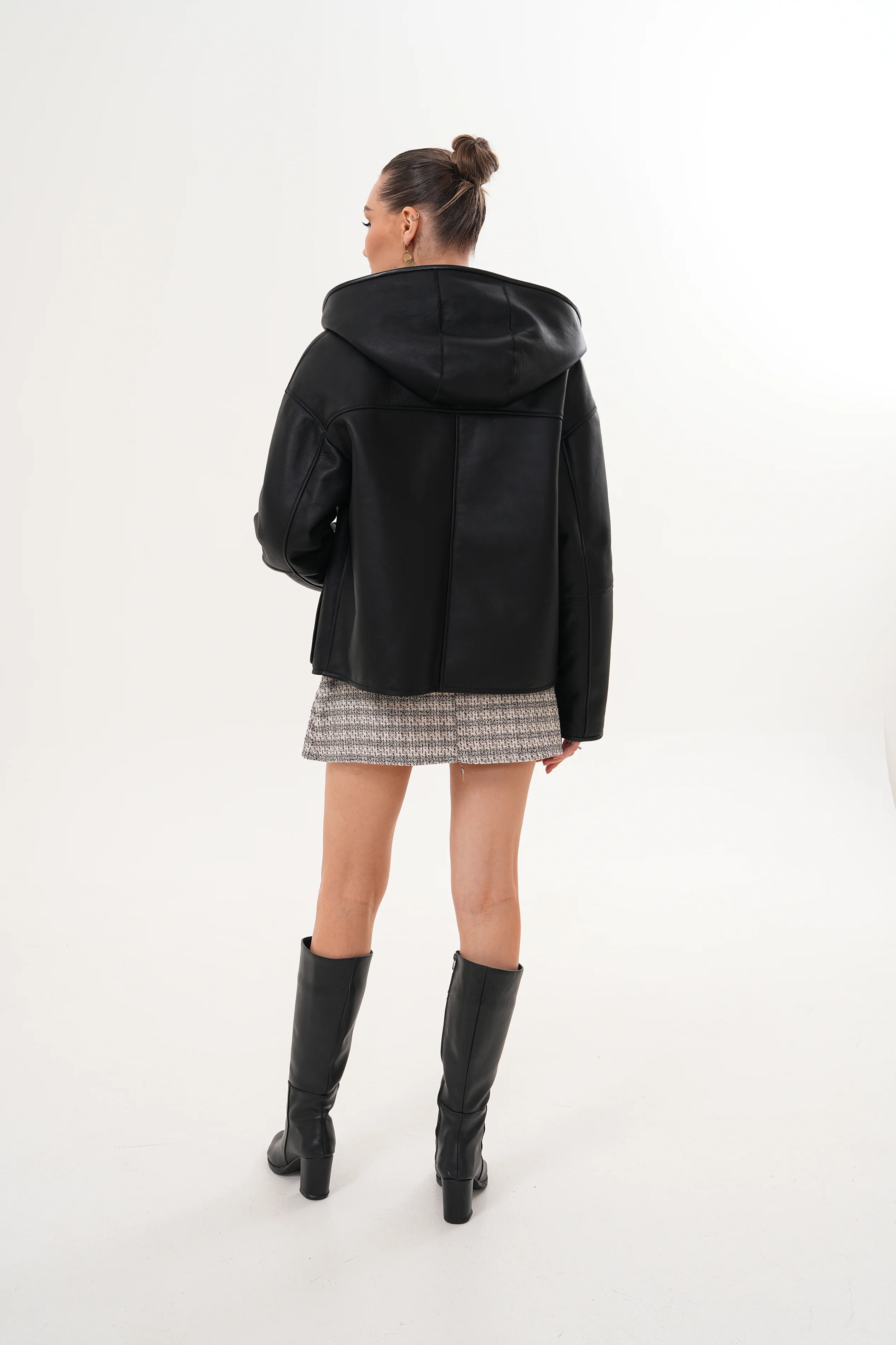 The Arlena Black Shearling Leather Women Jacket - Image 3