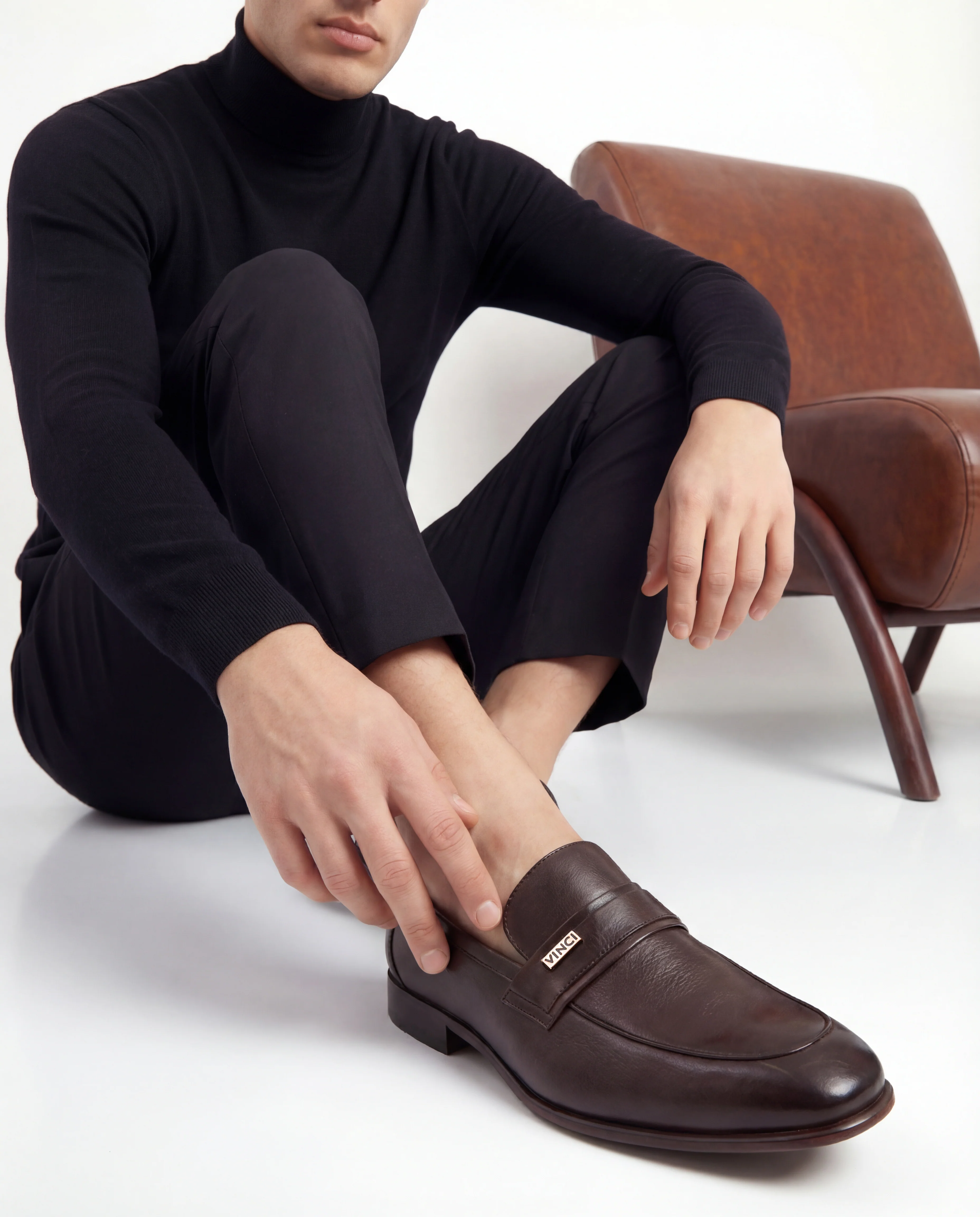 The Ashford Brown Baby Buffalo Leather Loafer Men Shoe - Image 11