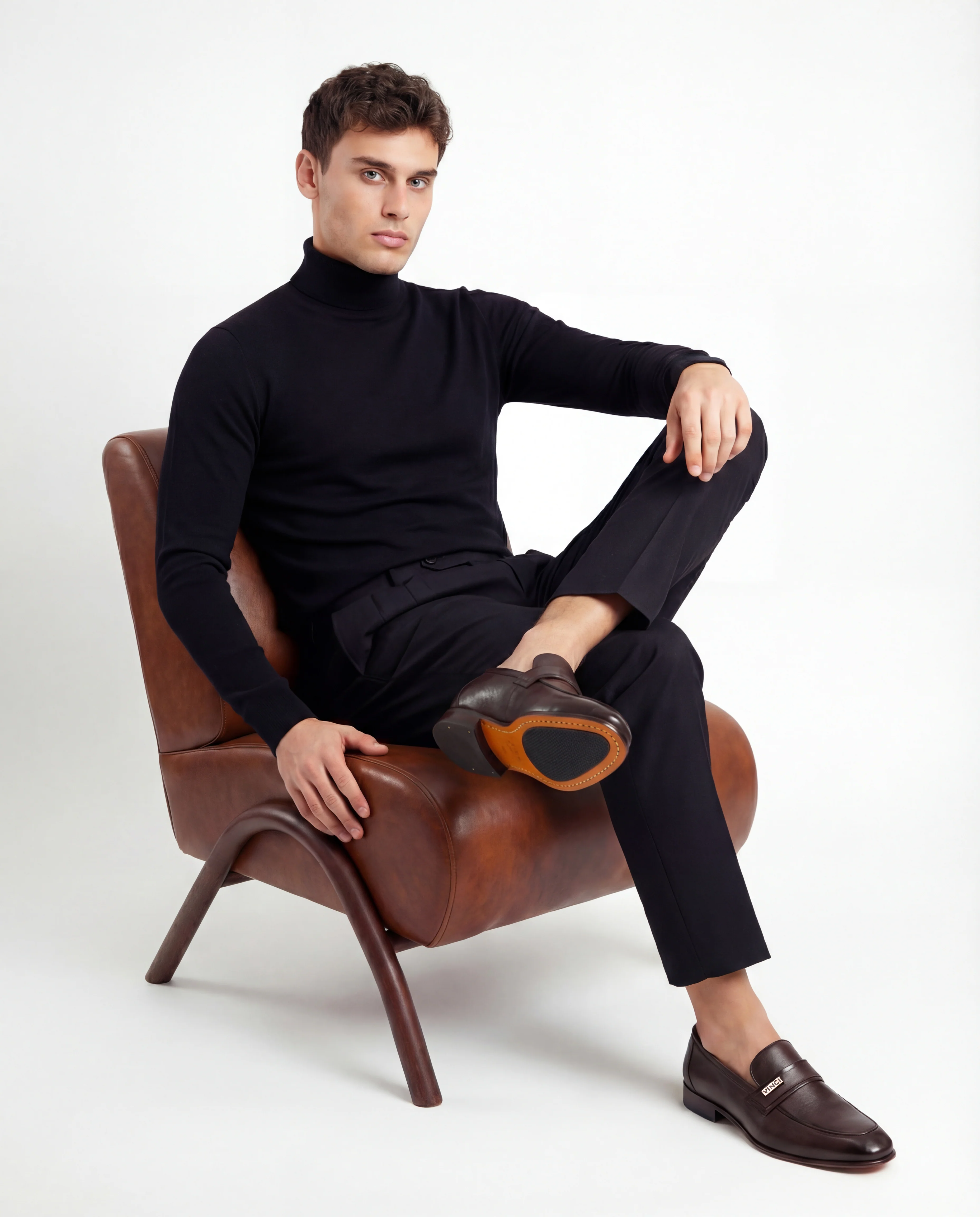 The Ashford Brown Baby Buffalo Leather Loafer Men Shoe - Image 9