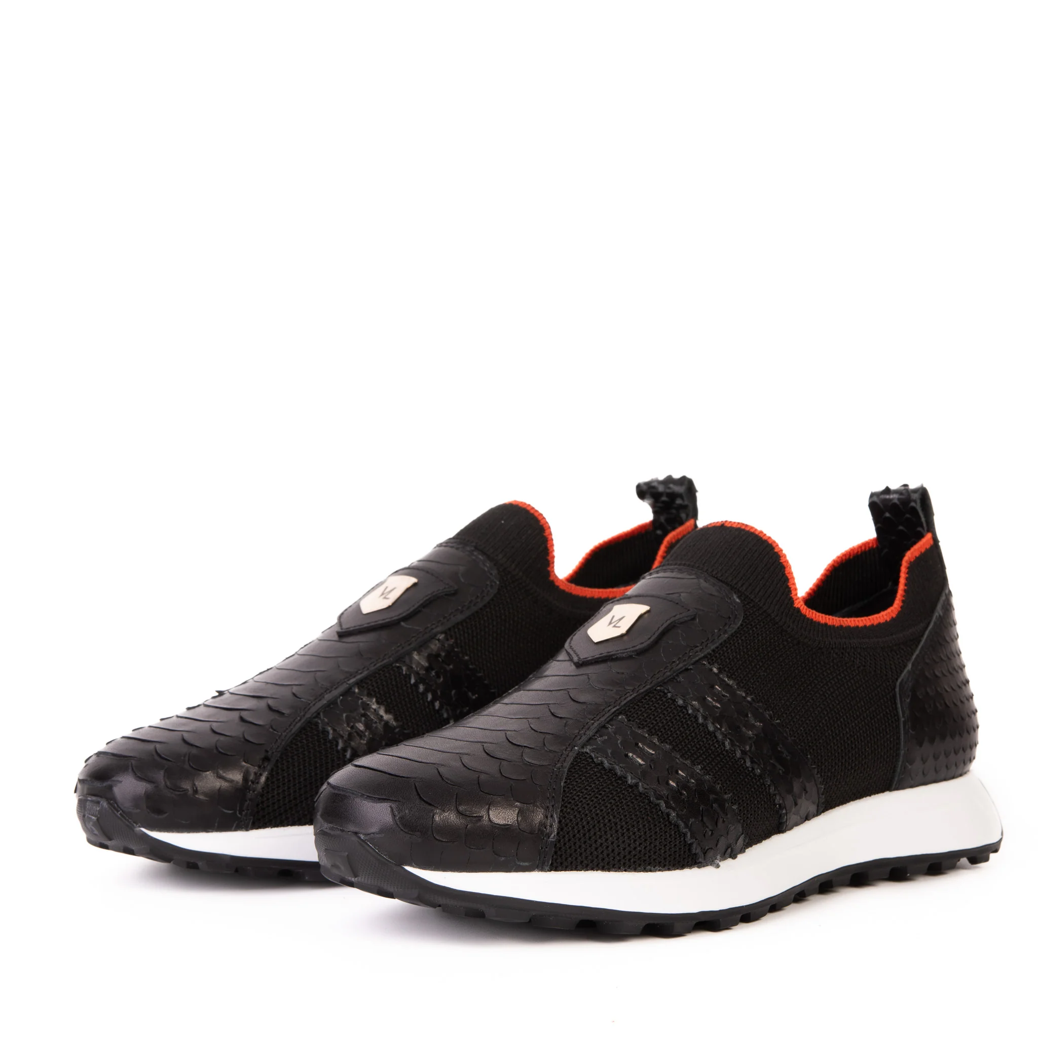 The Aslan Black Knitted & Leather Men Sneaker - Image 2